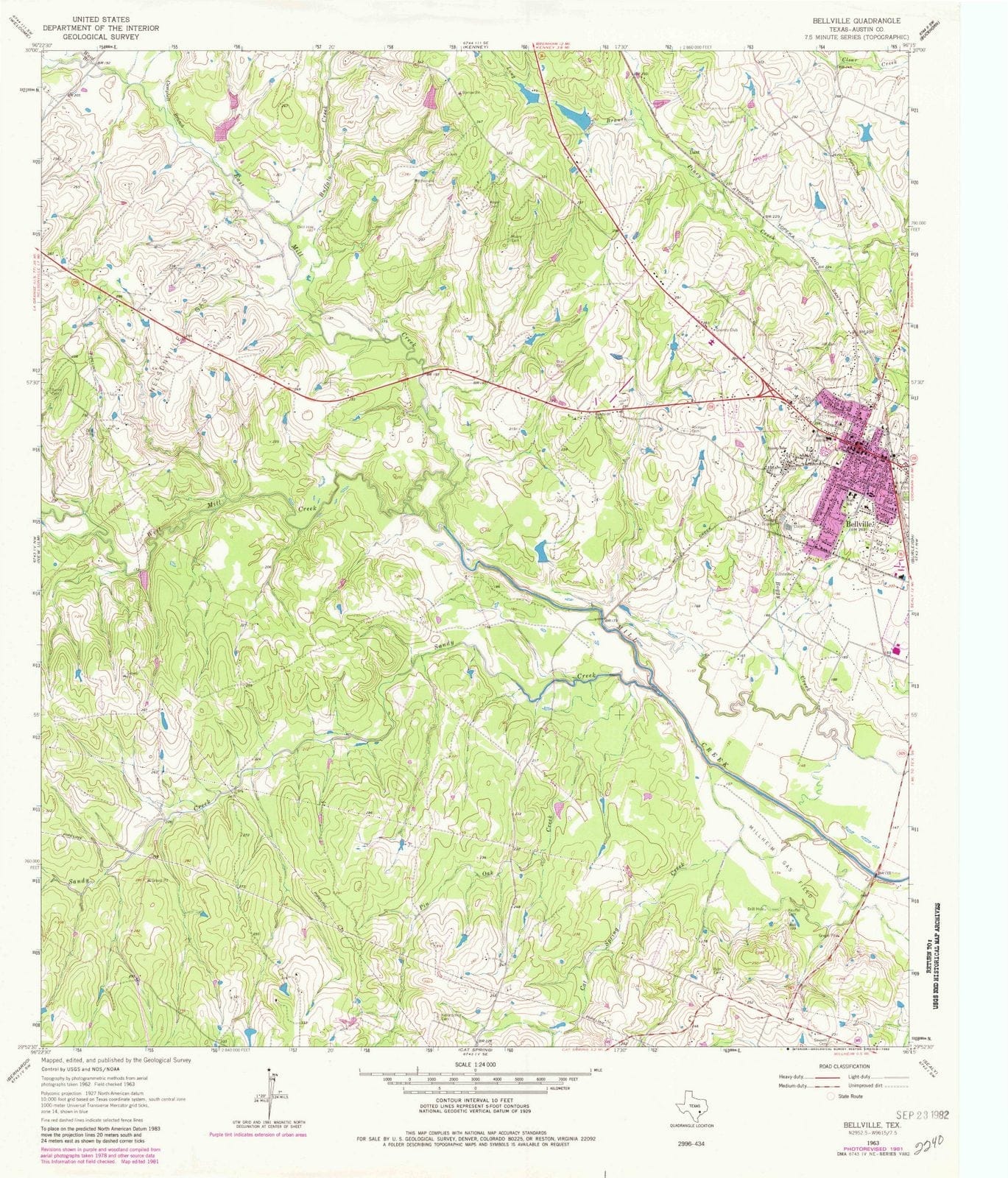 1963 Bellville, TX - Texas - USGS Topographic Map
