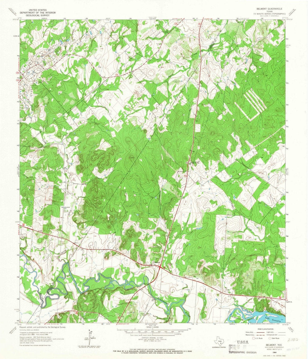 1964 Belmont, TX - Texas - USGS Topographic Map