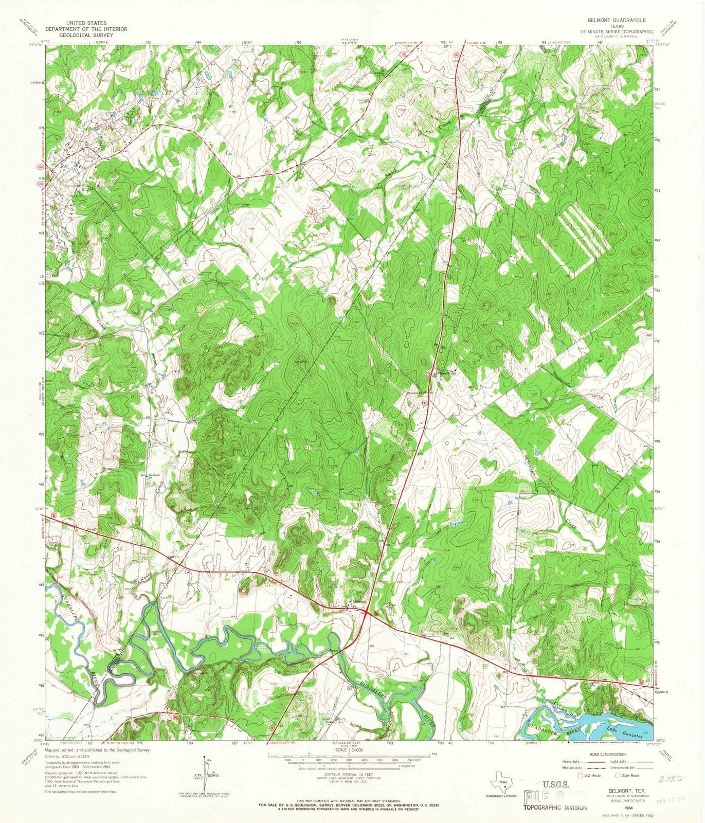 1964 Belmont, TX - Texas - USGS Topographic Map
