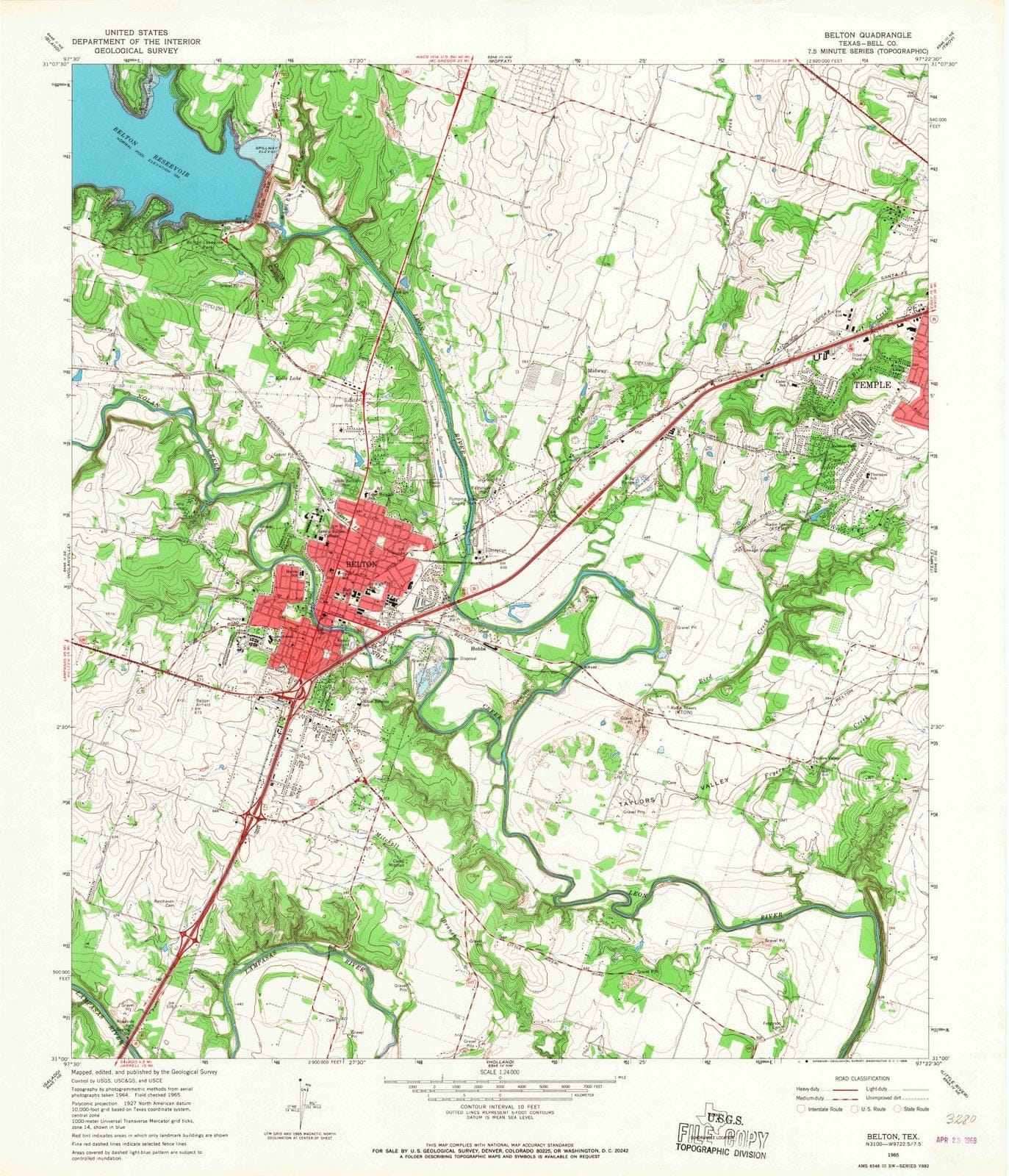 1965 Belton, TX - Texas - USGS Topographic Map