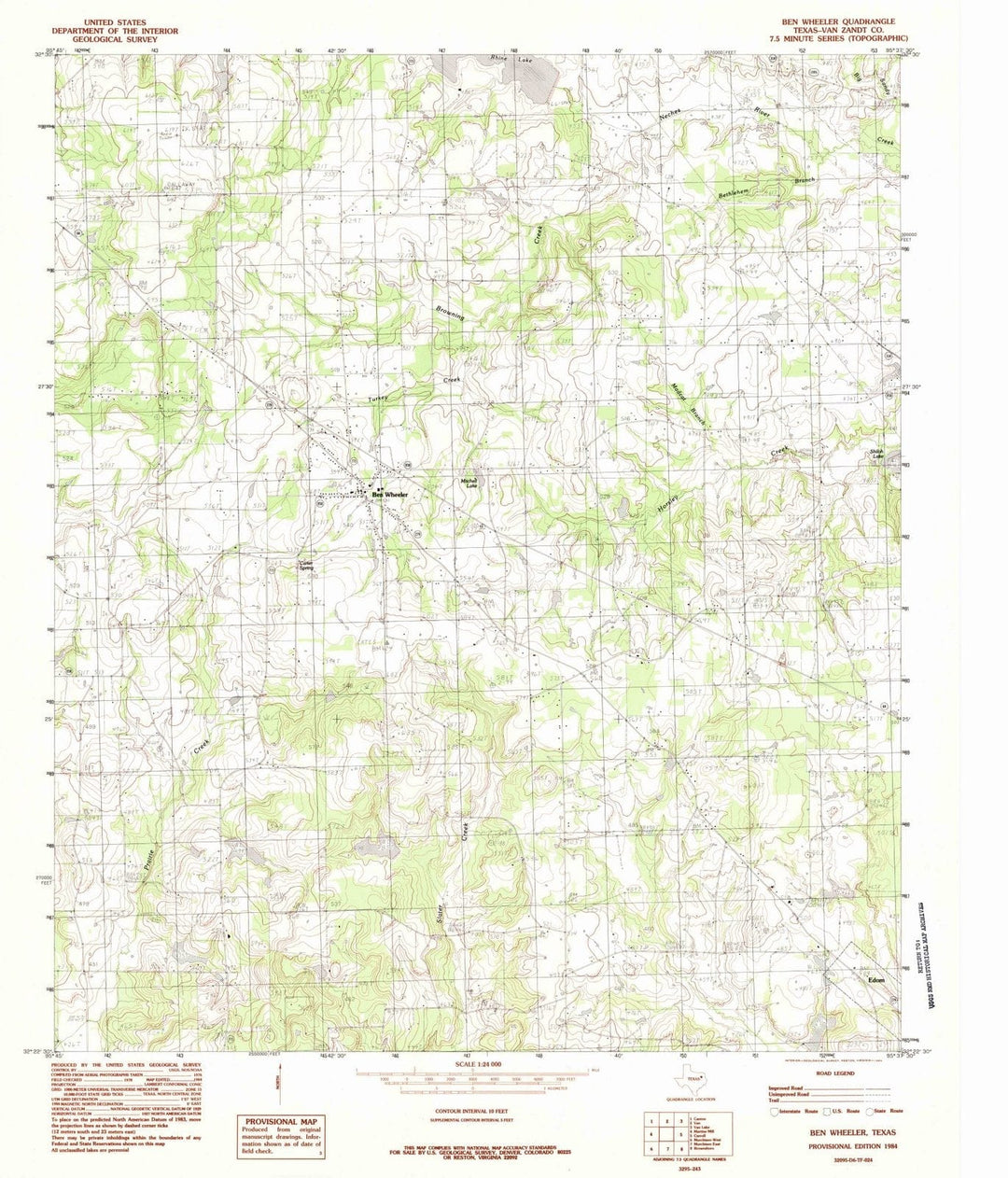 1984 Ben Wheeler, TX - Texas - USGS Topographic Map