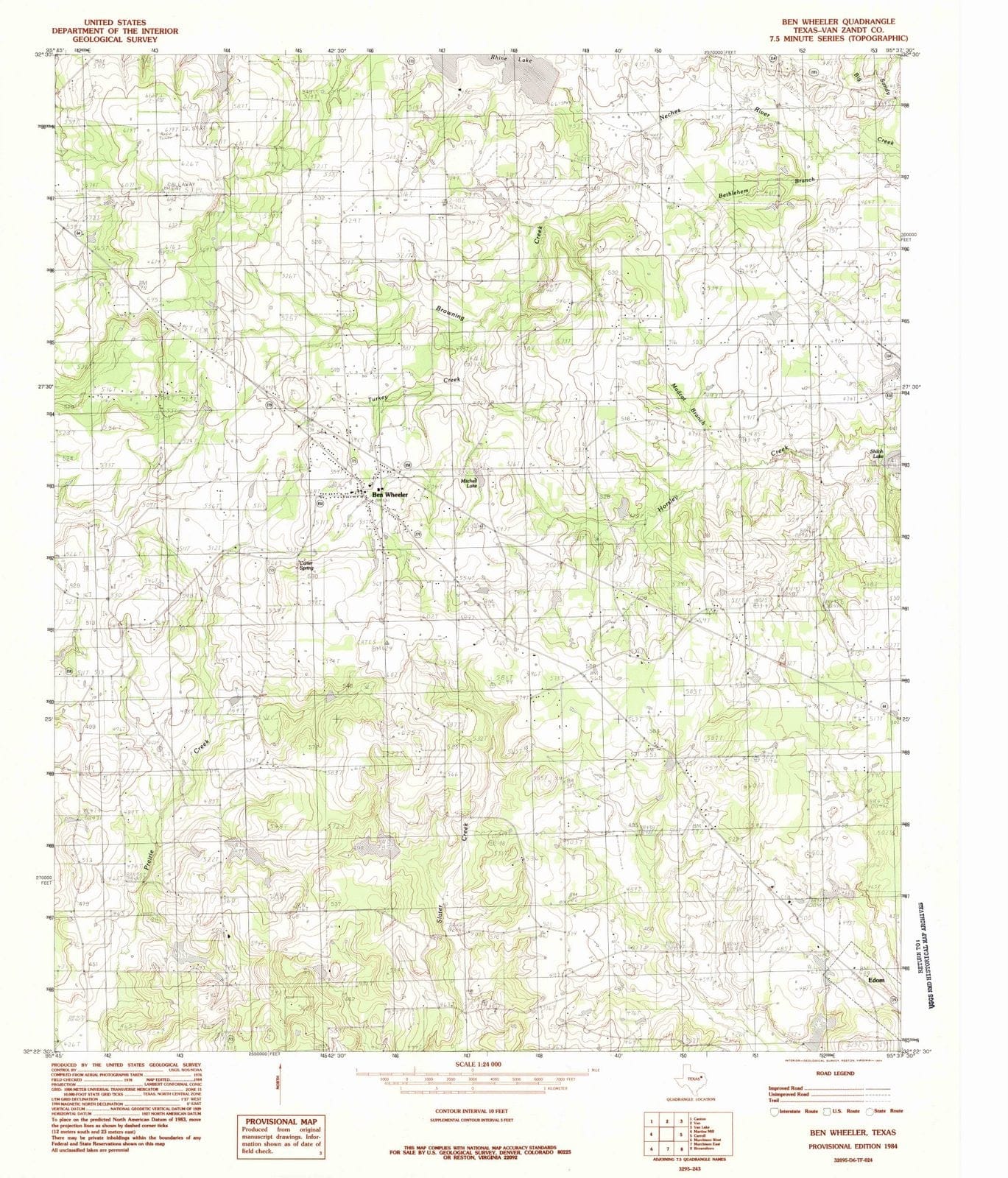 1984 Ben Wheeler, TX - Texas - USGS Topographic Map