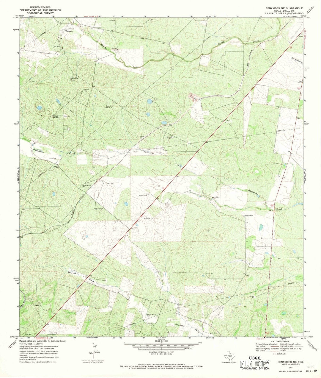 1968 Benavides, TX - Texas - USGS Topographic Map