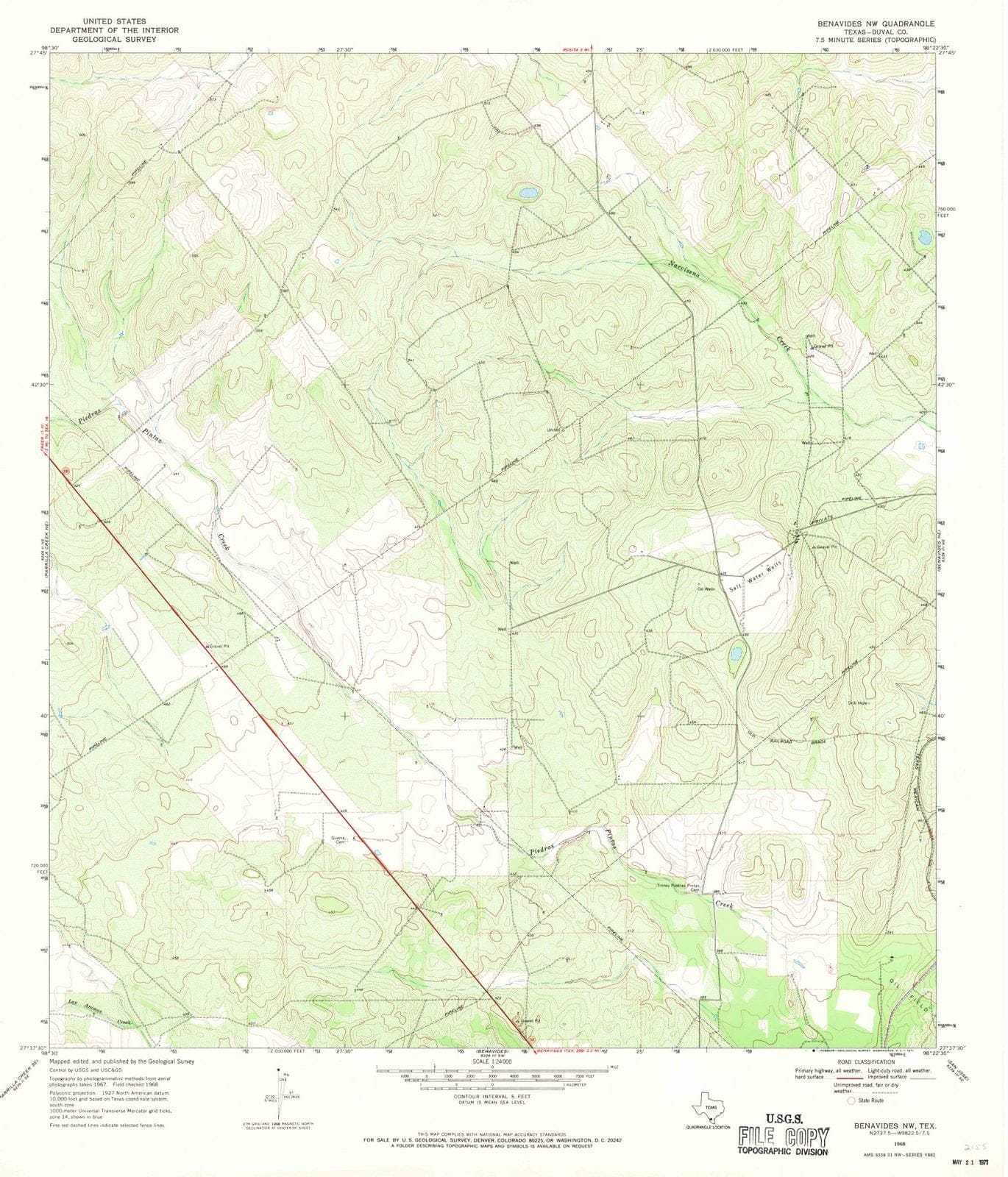 1968 Benavides, TX - Texas - USGS Topographic Map v2