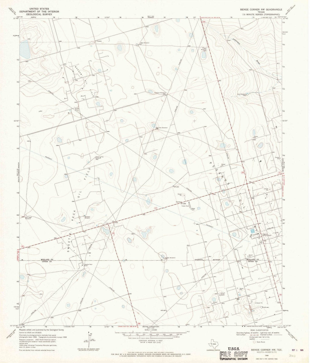 1968 Benge Corner, TX - Texas - USGS Topographic Map