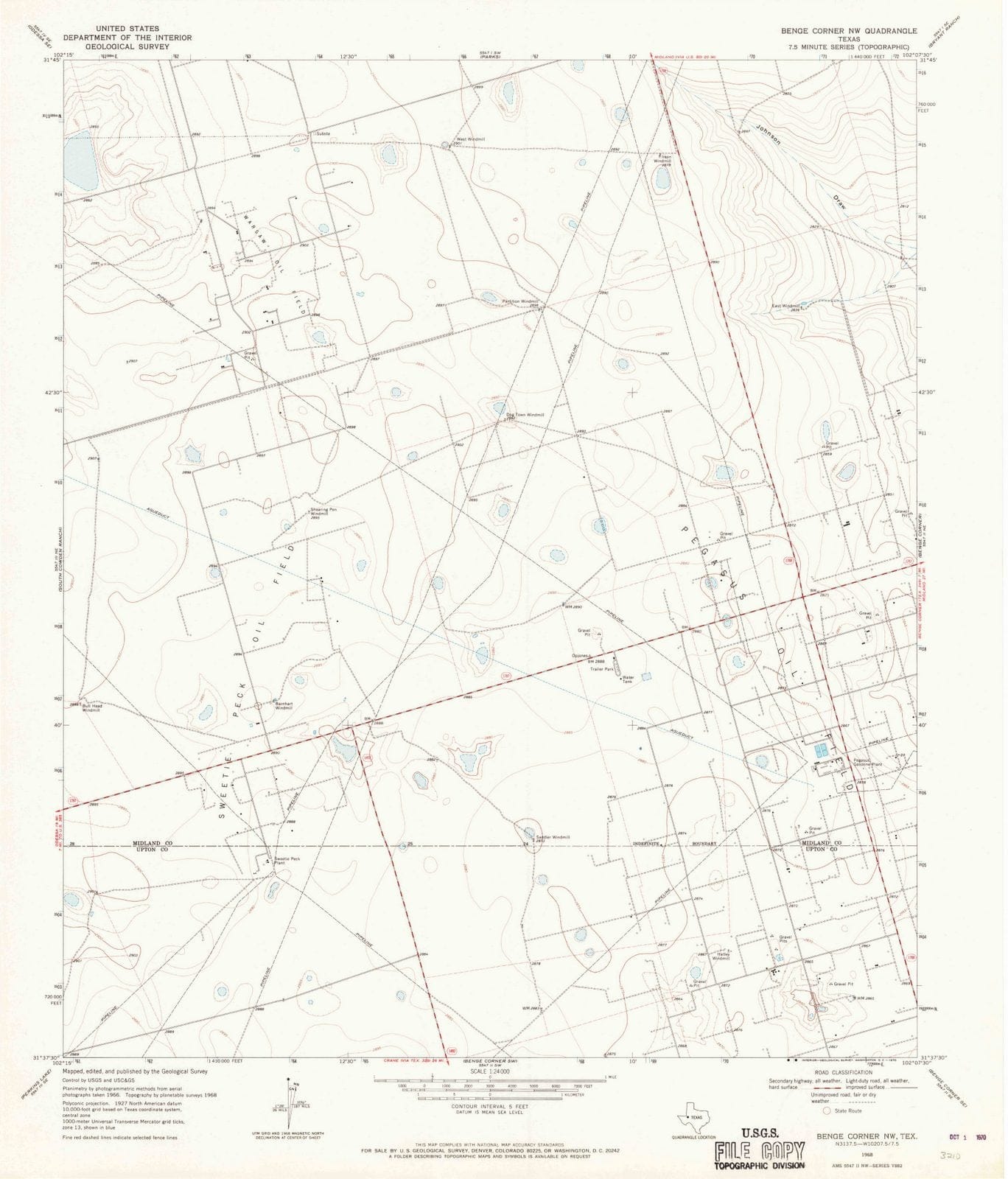1968 Benge Corner, TX - Texas - USGS Topographic Map