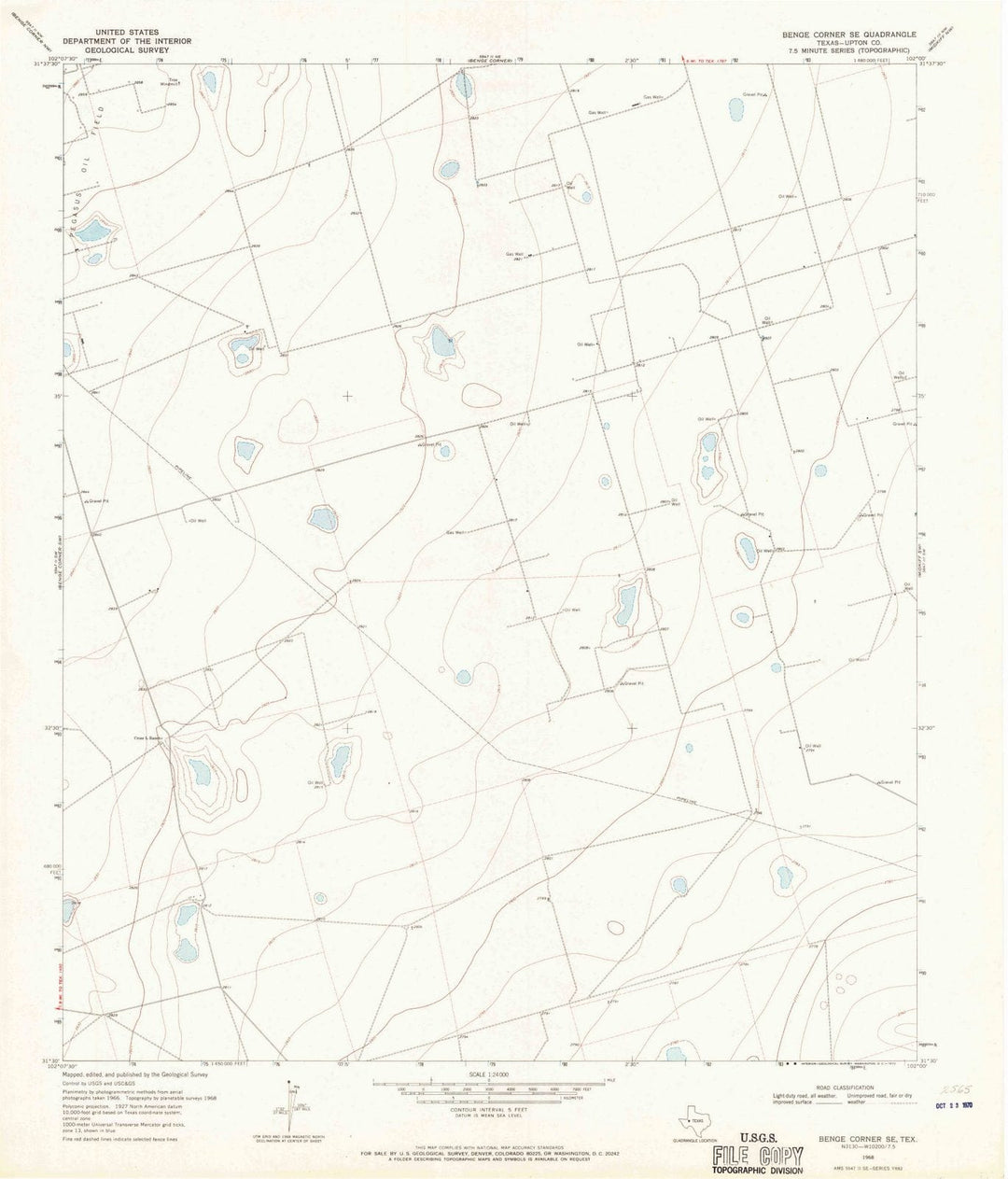 1968 Benge Corner, TX - Texas - USGS Topographic Map v2