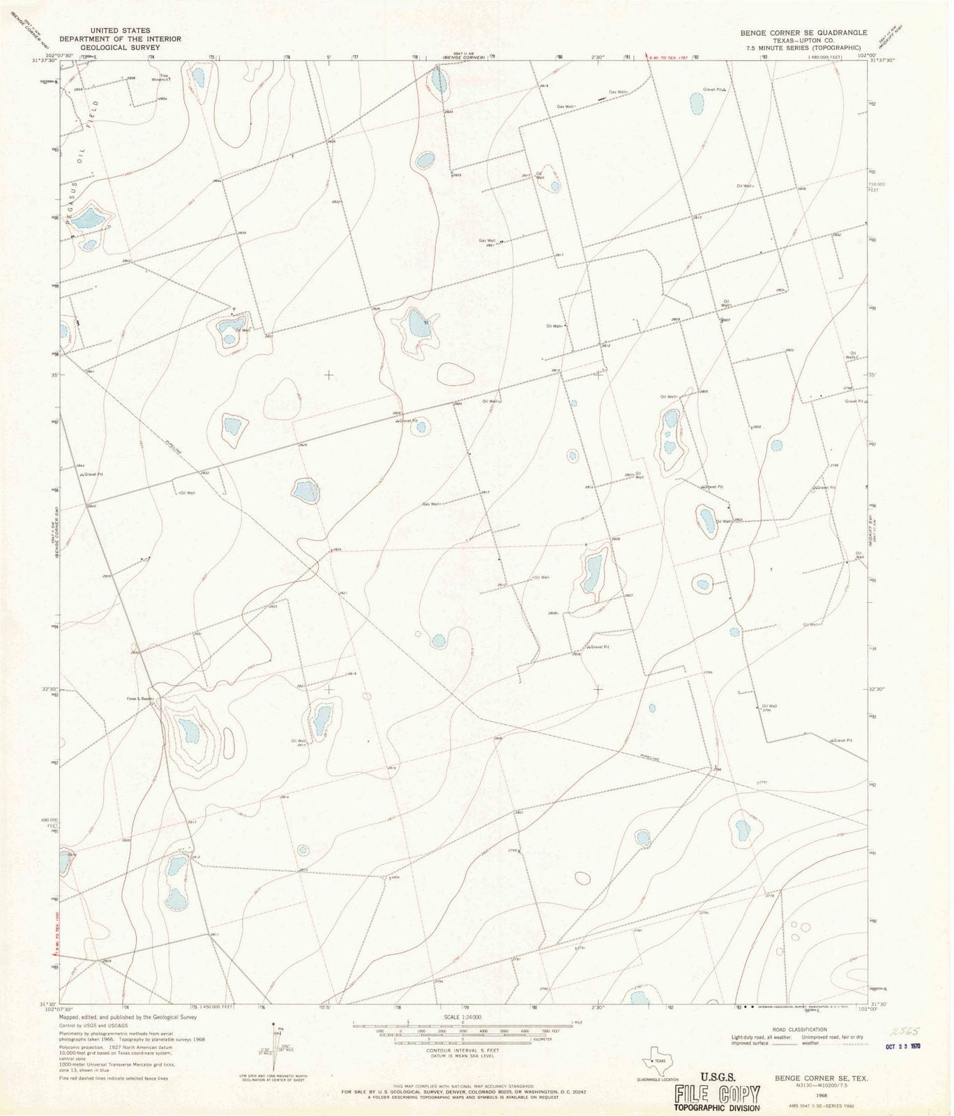 1968 Benge Corner, TX - Texas - USGS Topographic Map v2