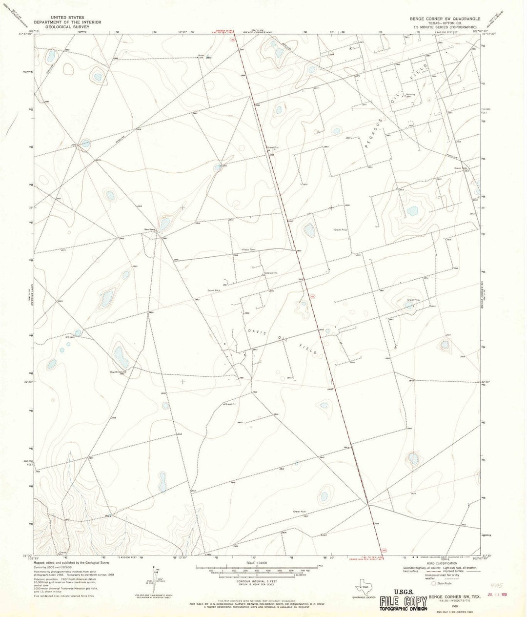 1968 Benge Corner, TX - Texas - USGS Topographic Map v3