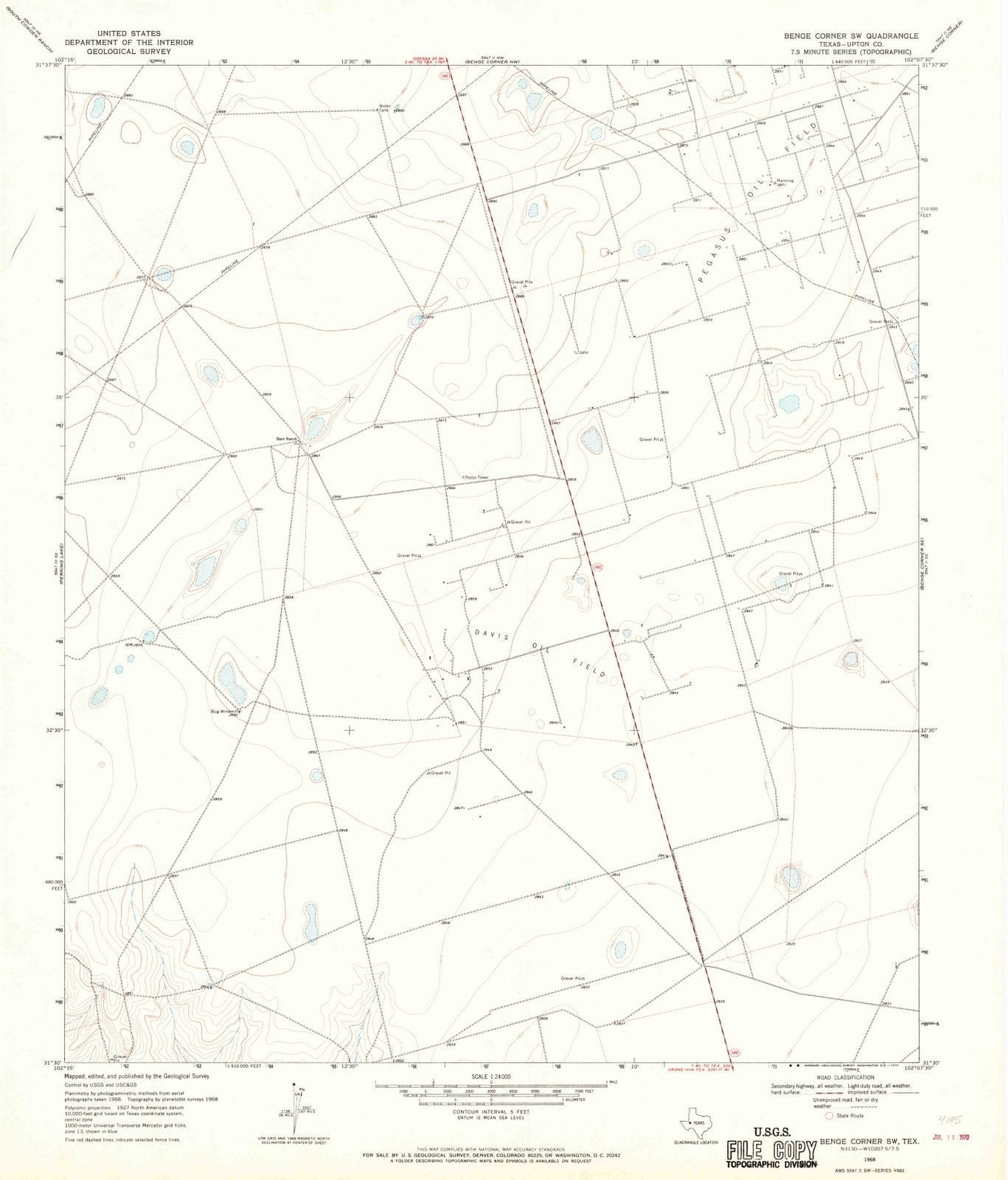 1968 Benge Corner, TX - Texas - USGS Topographic Map v3