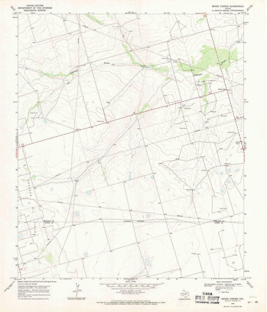 1968 Benge Corner, TX - Texas - USGS Topographic Map v4