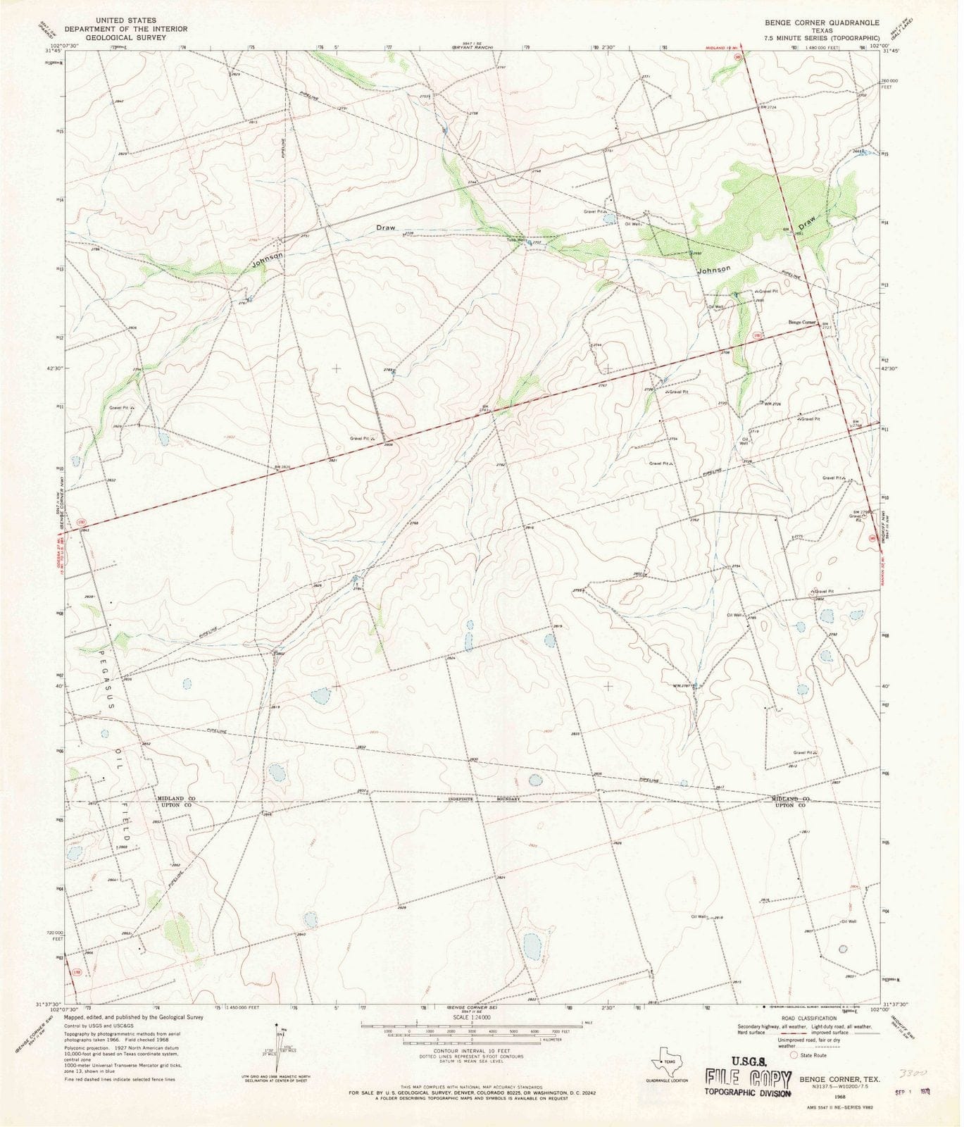 1968 Benge Corner, TX - Texas - USGS Topographic Map v4
