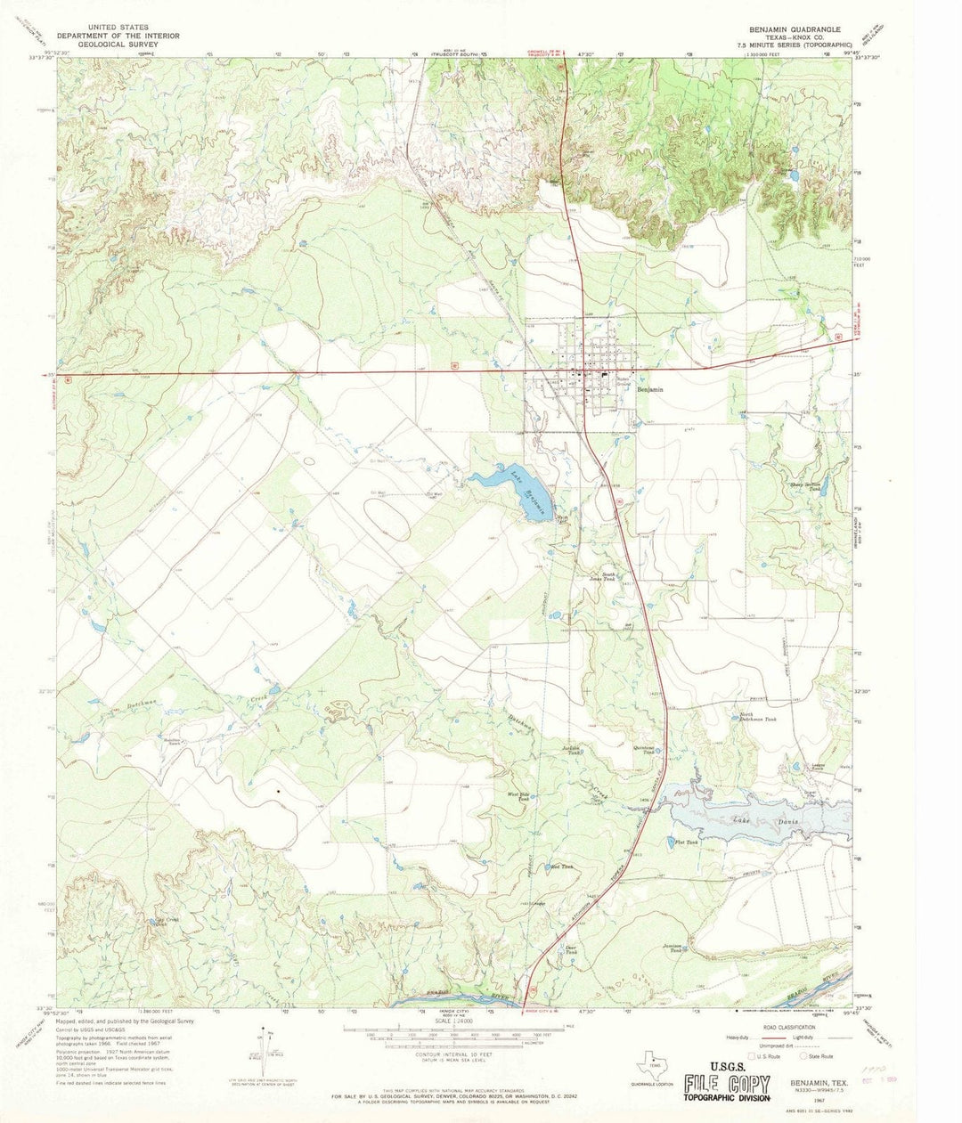 1967 Benjamin, TX - Texas - USGS Topographic Map