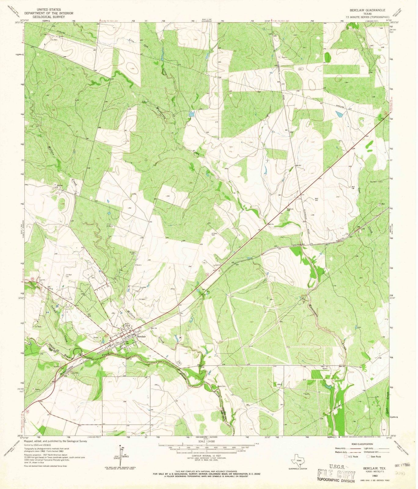 1963 Berclair, TX - Texas - USGS Topographic Map v2