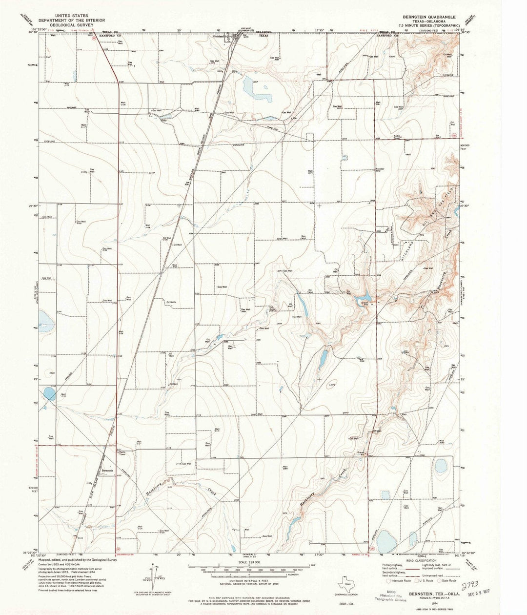1974 Bernstein, TX - Texas - USGS Topographic Map