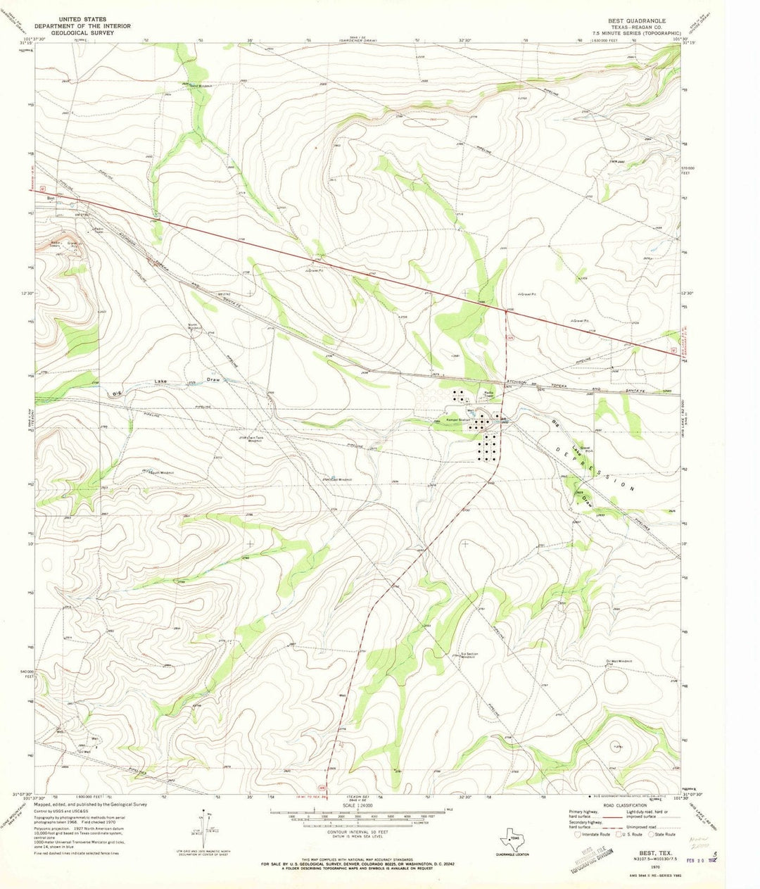 1970 Best, TX - Texas - USGS Topographic Map