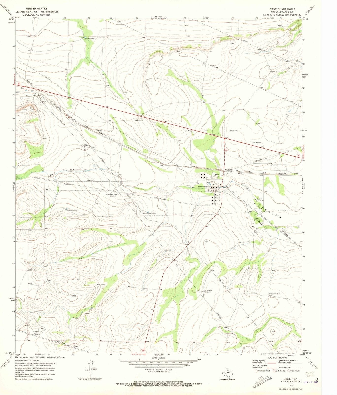1970 Best, TX - Texas - USGS Topographic Map