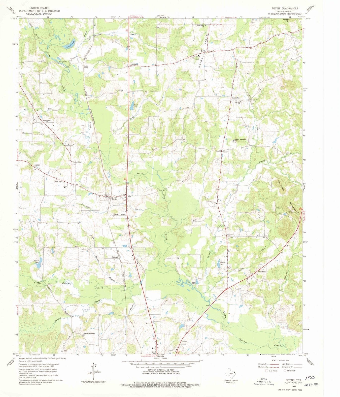 1960 Bettie, TX - Texas - USGS Topographic Map