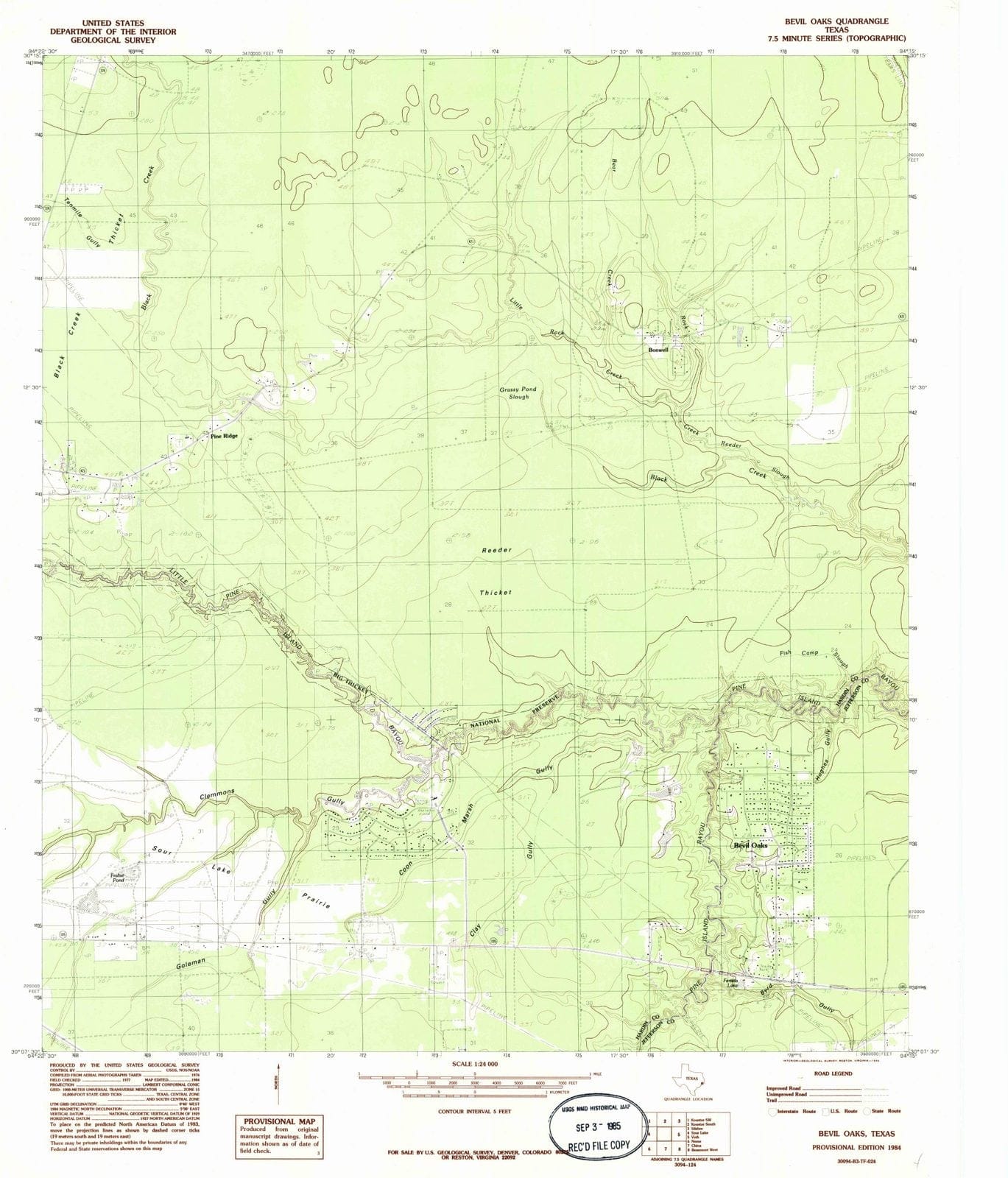 1984 Bevil Oaks, TX - Texas - USGS Topographic Map