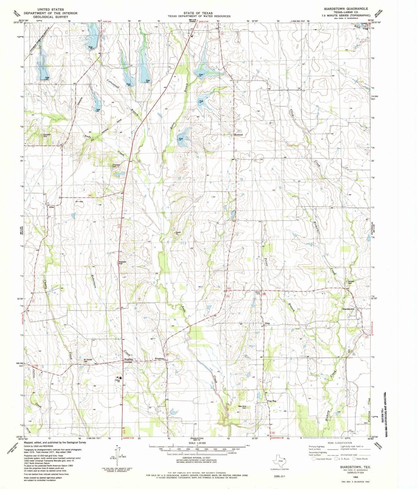 1984 Biardstown, TX - Texas - USGS Topographic Map