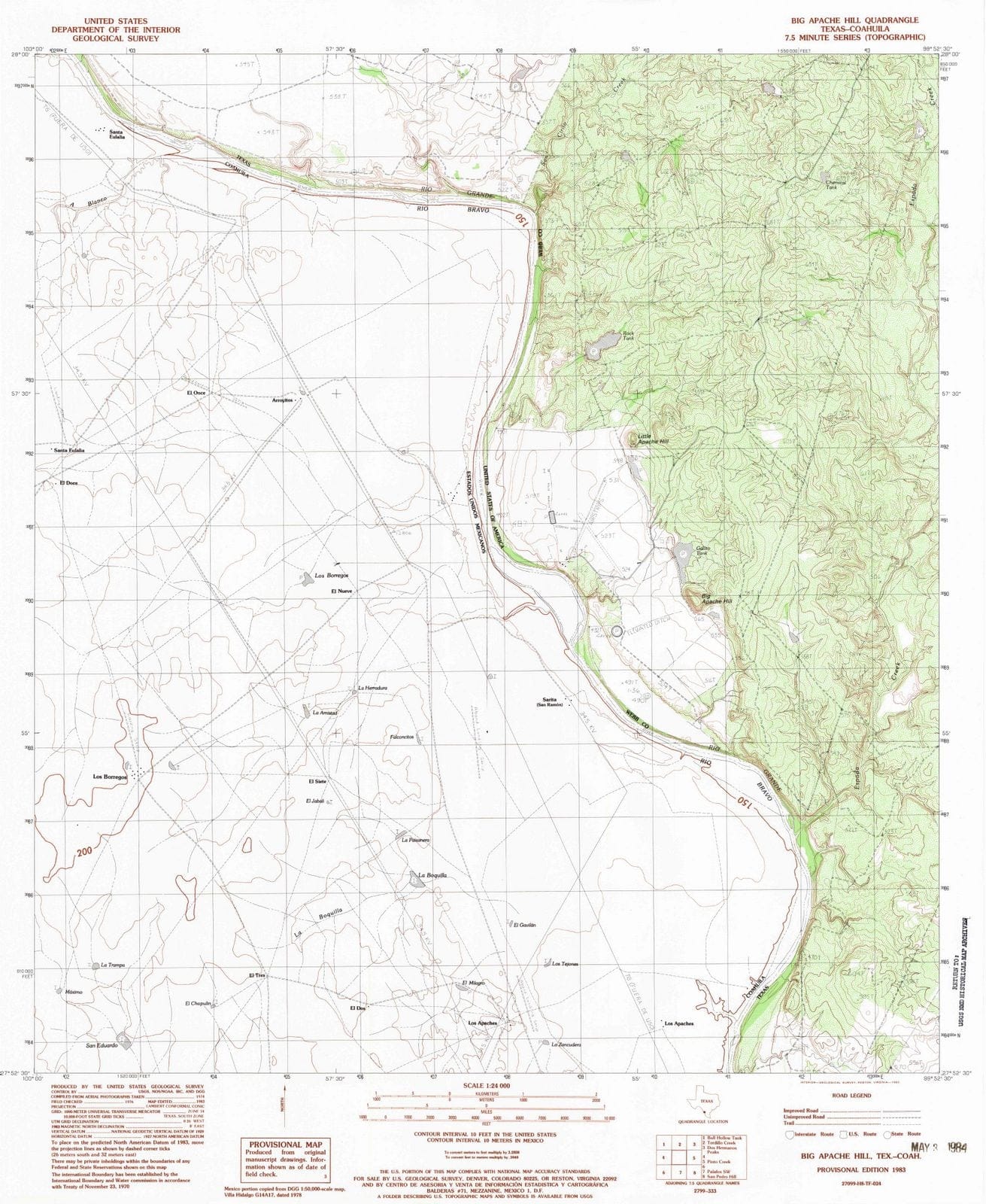 1983 Big Apache Hill, TX - Texas - USGS Topographic Map