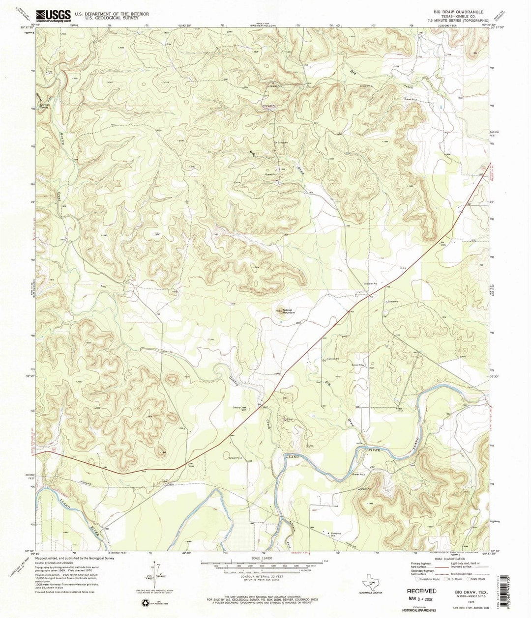 1970 Bigraw, TX - Texas - USGS Topographic Map