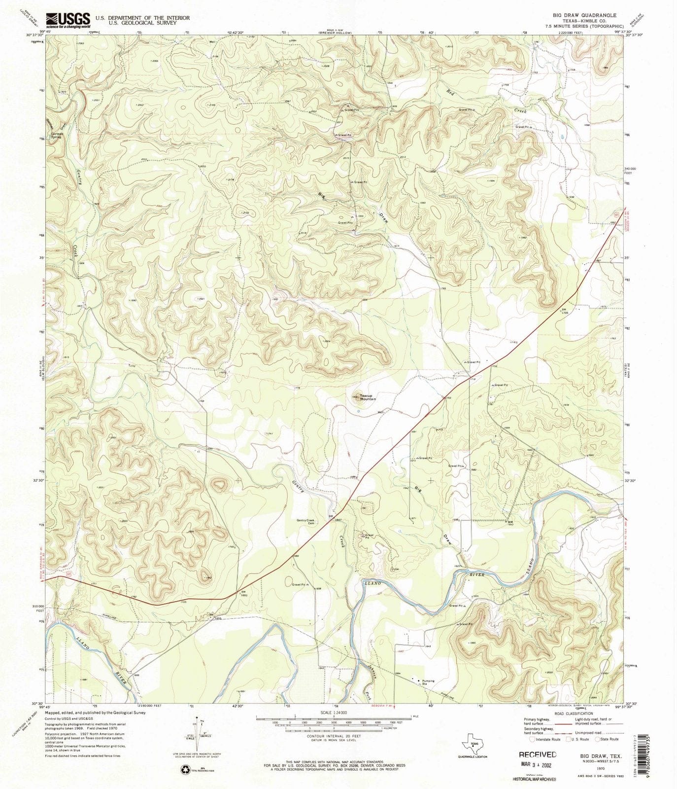 1970 Bigraw, TX - Texas - USGS Topographic Map