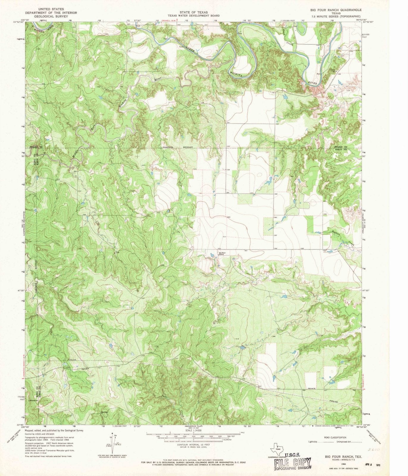 1966 Big Four Ranch, TX - Texas - USGS Topographic Map
