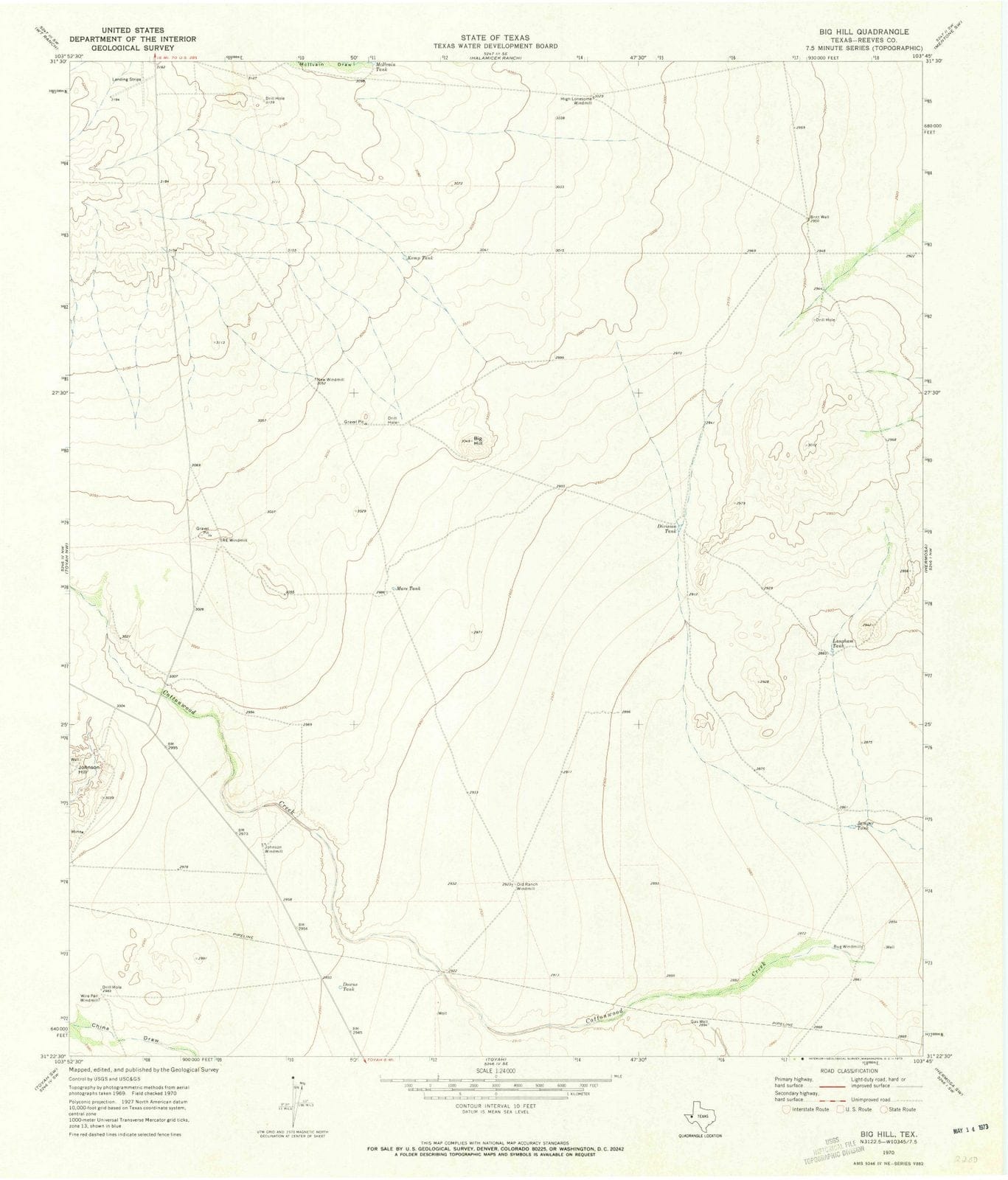 1970 Big Hill, TX - Texas - USGS Topographic Map