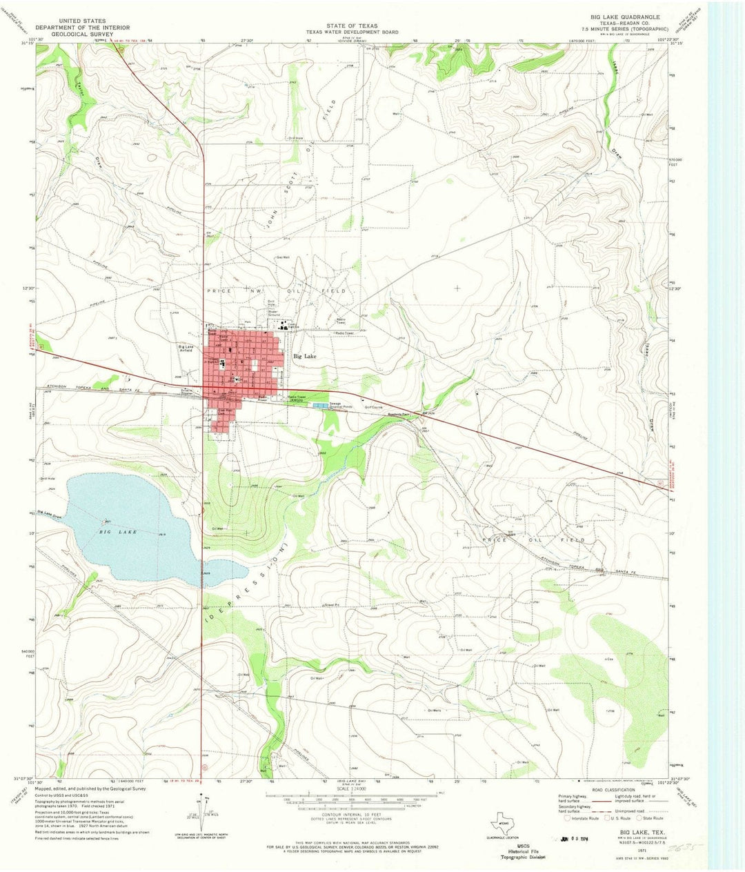 1971 Big Lake, TX - Texas - USGS Topographic Map v3