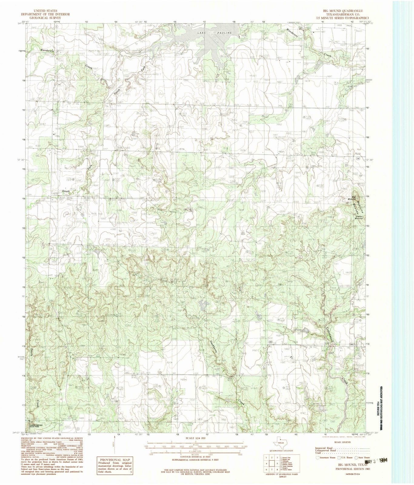 1983 Big Mound, TX - Texas - USGS Topographic Map