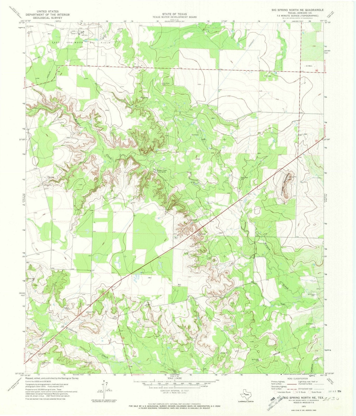 1954 Big Spring North, TX - Texas - USGS Topographic Map