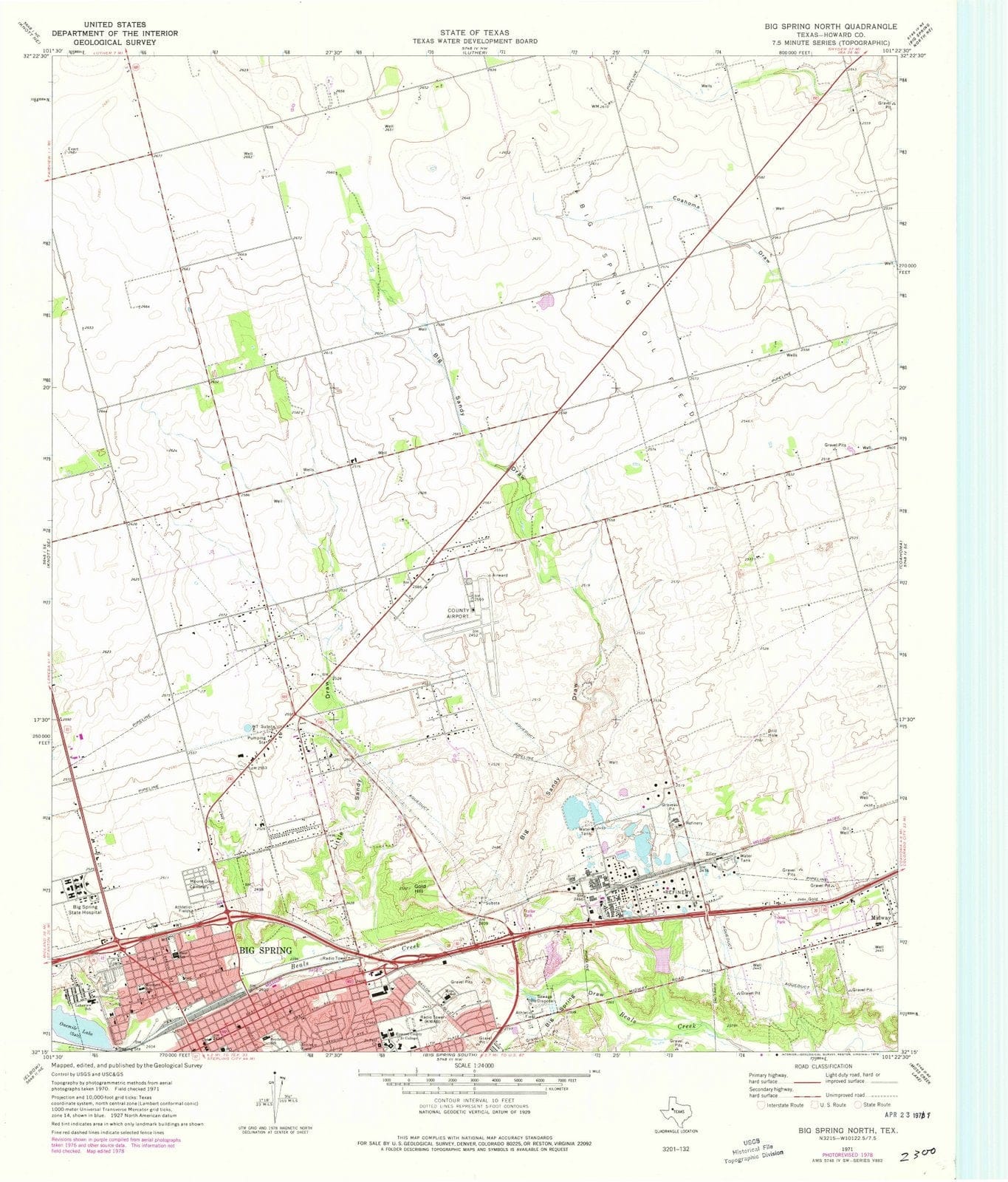 1954 Big Spring North, TX - Texas - USGS Topographic Map v2