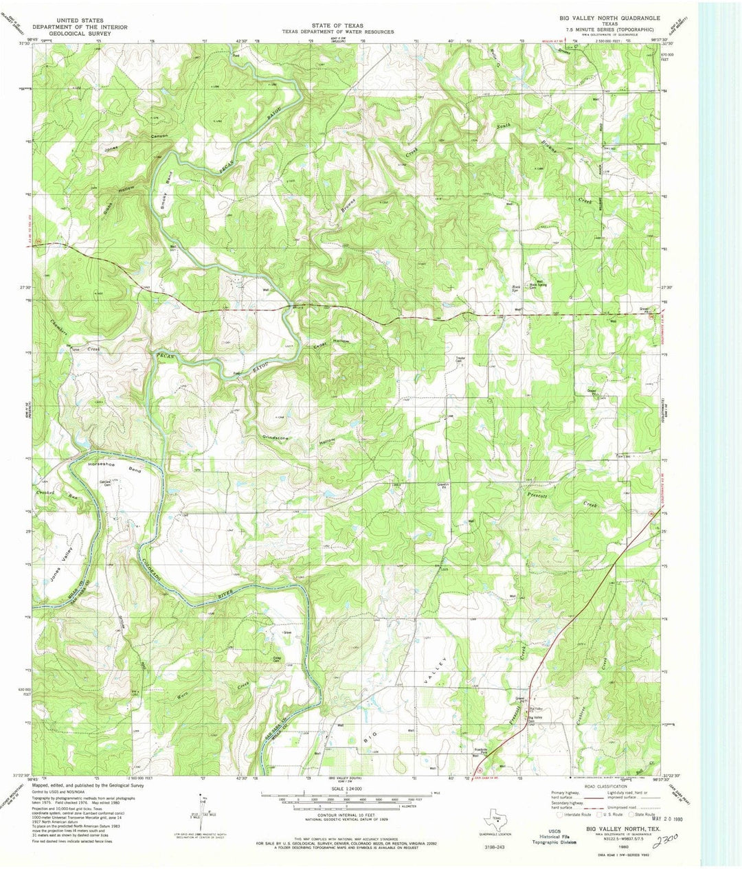 1980 Big Valley North, TX - Texas - USGS Topographic Map