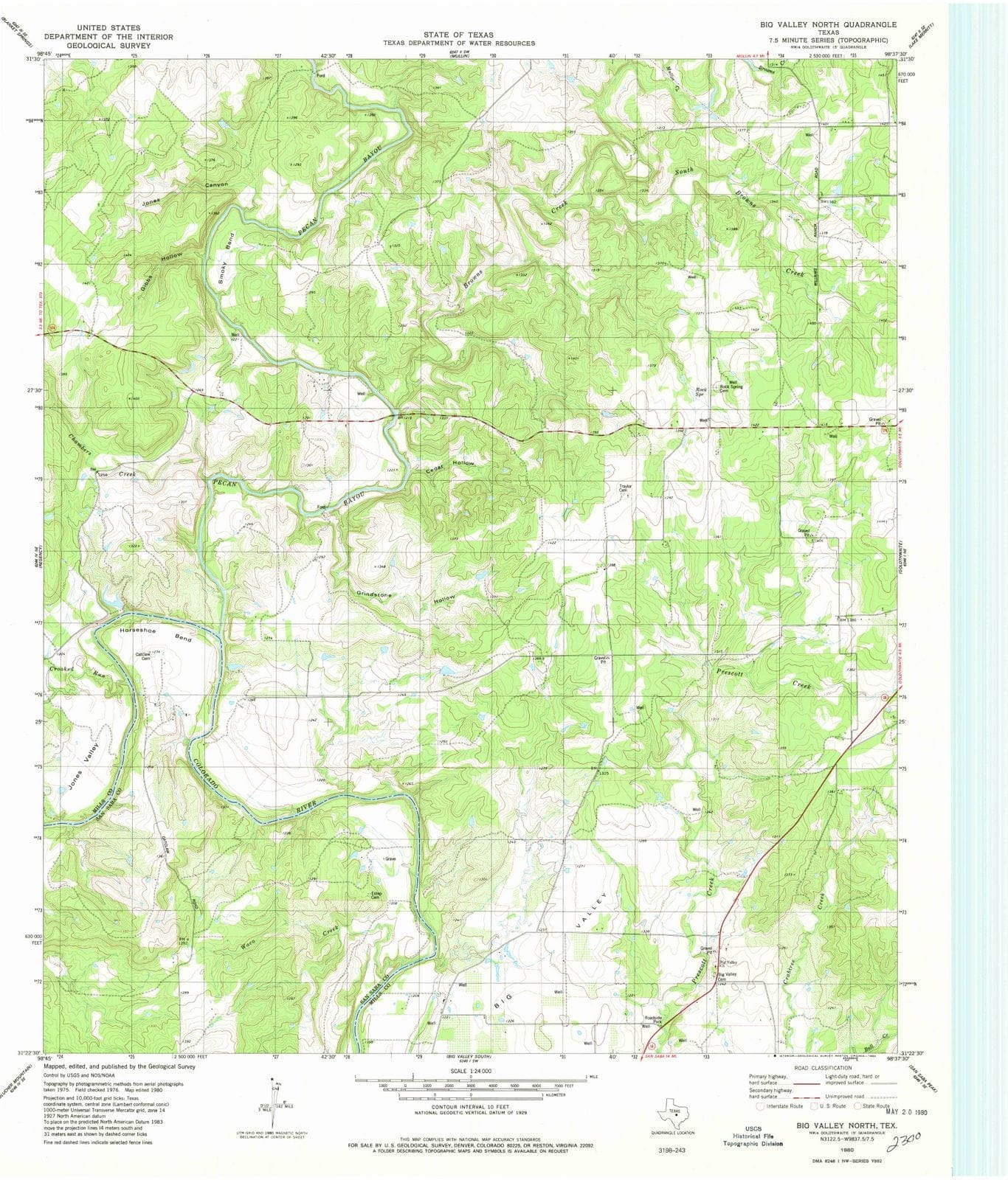 1980 Big Valley North, TX - Texas - USGS Topographic Map