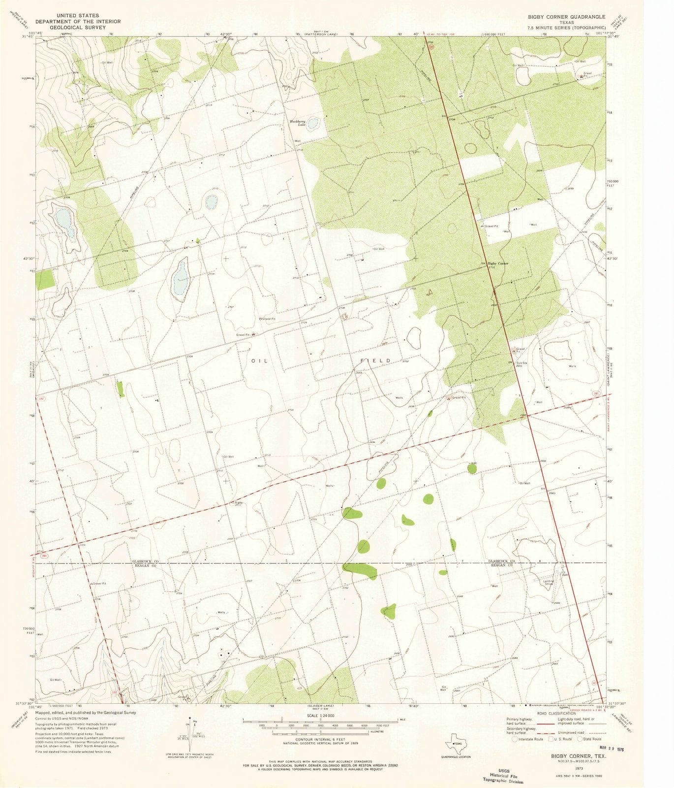 1973 Bigby Corner, TX - Texas - USGS Topographic Map
