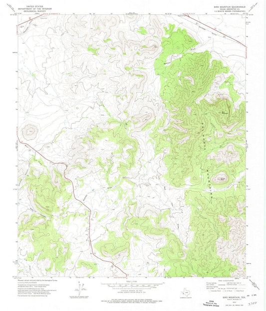1972 Bird Mountain, TX - Texas - USGS Topographic Map