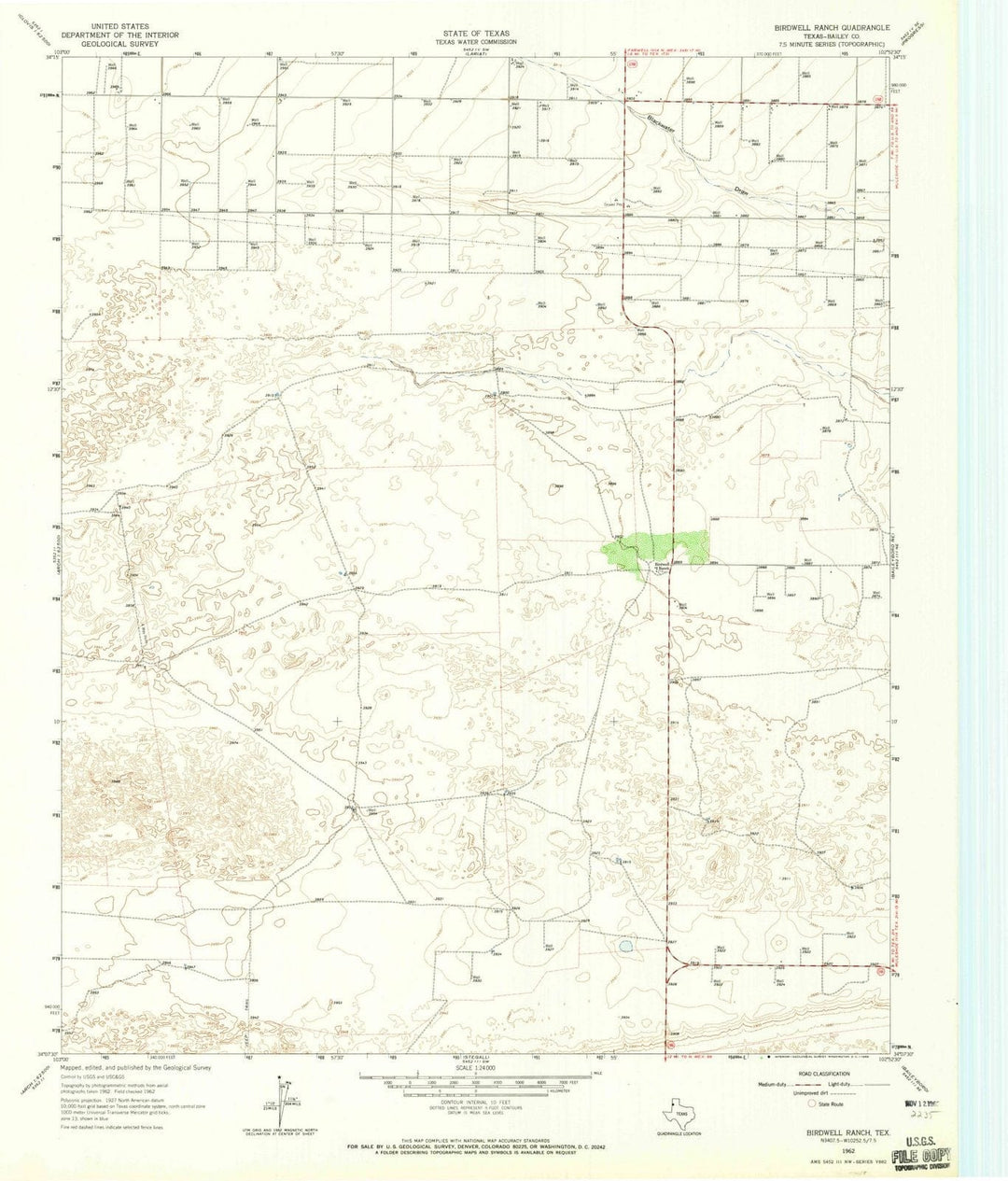 1962 Birdwell Ranch, TX - Texas - USGS Topographic Map