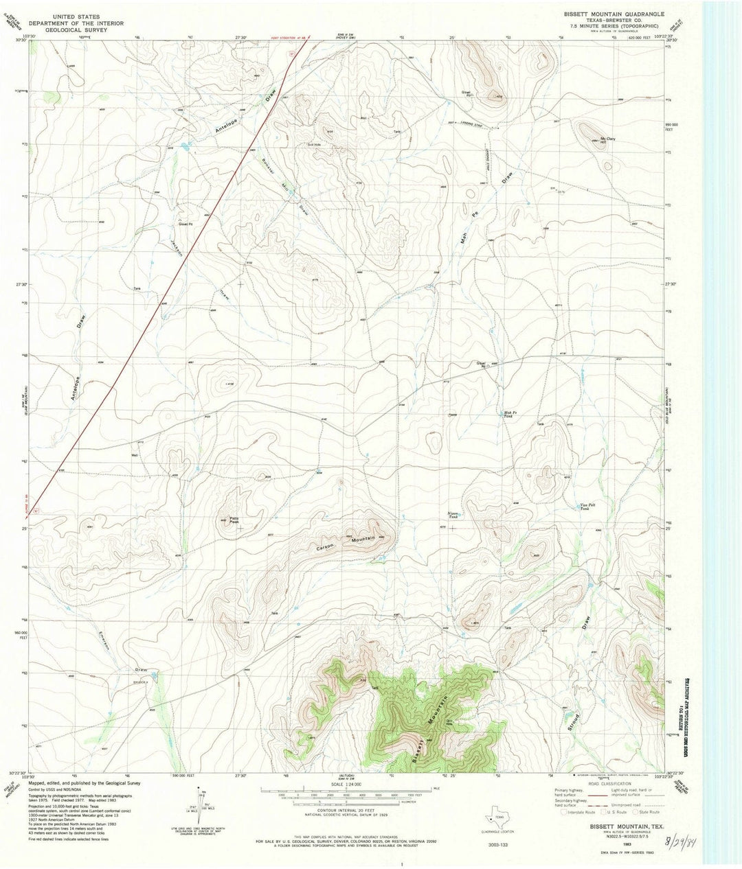 1983 Bissett Mountain, TX - Texas - USGS Topographic Map