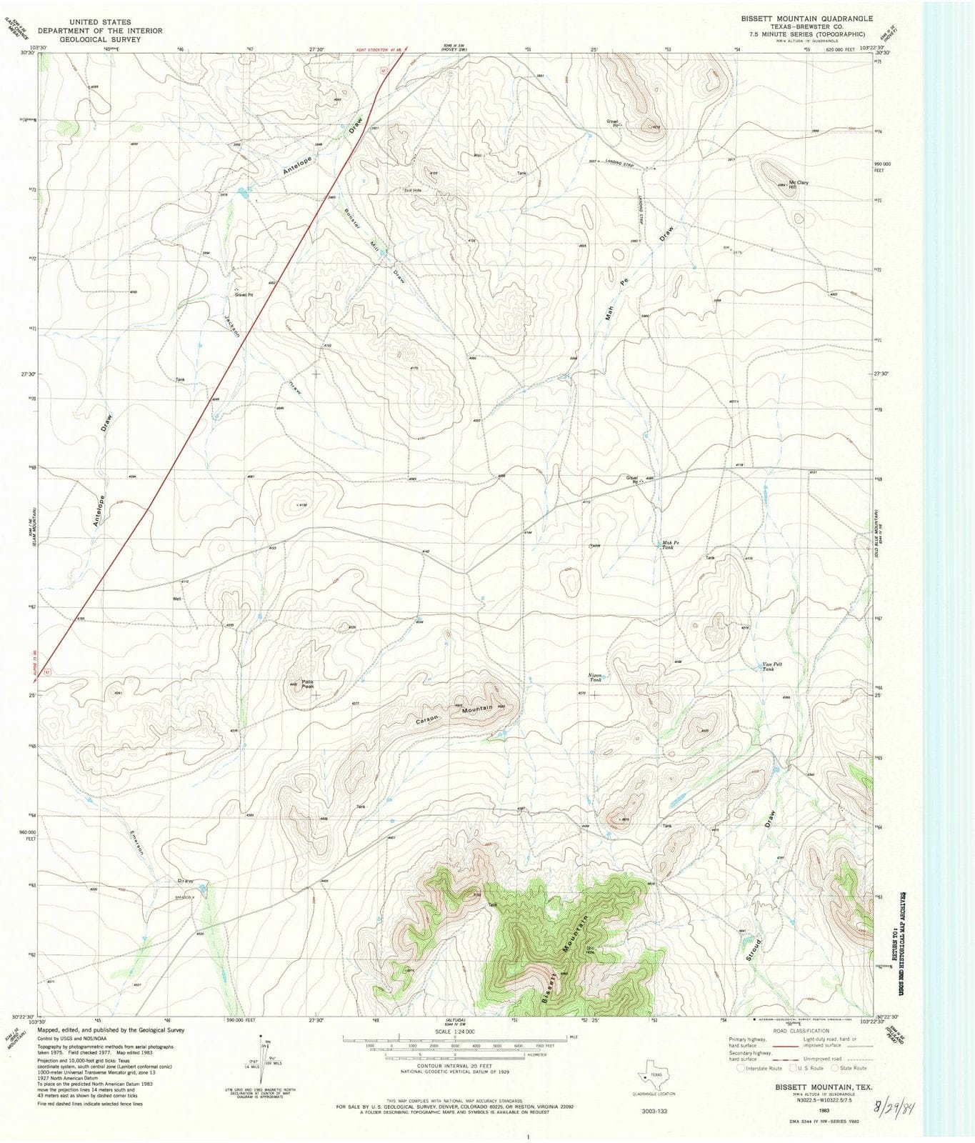 1983 Bissett Mountain, TX - Texas - USGS Topographic Map