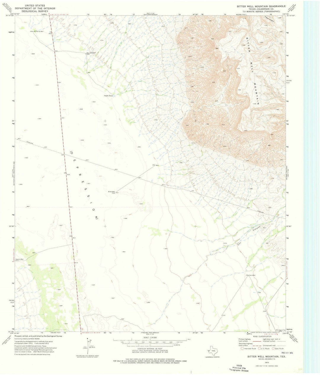 1973 Bitter Well Mountain, TX - Texas - USGS Topographic Map v3