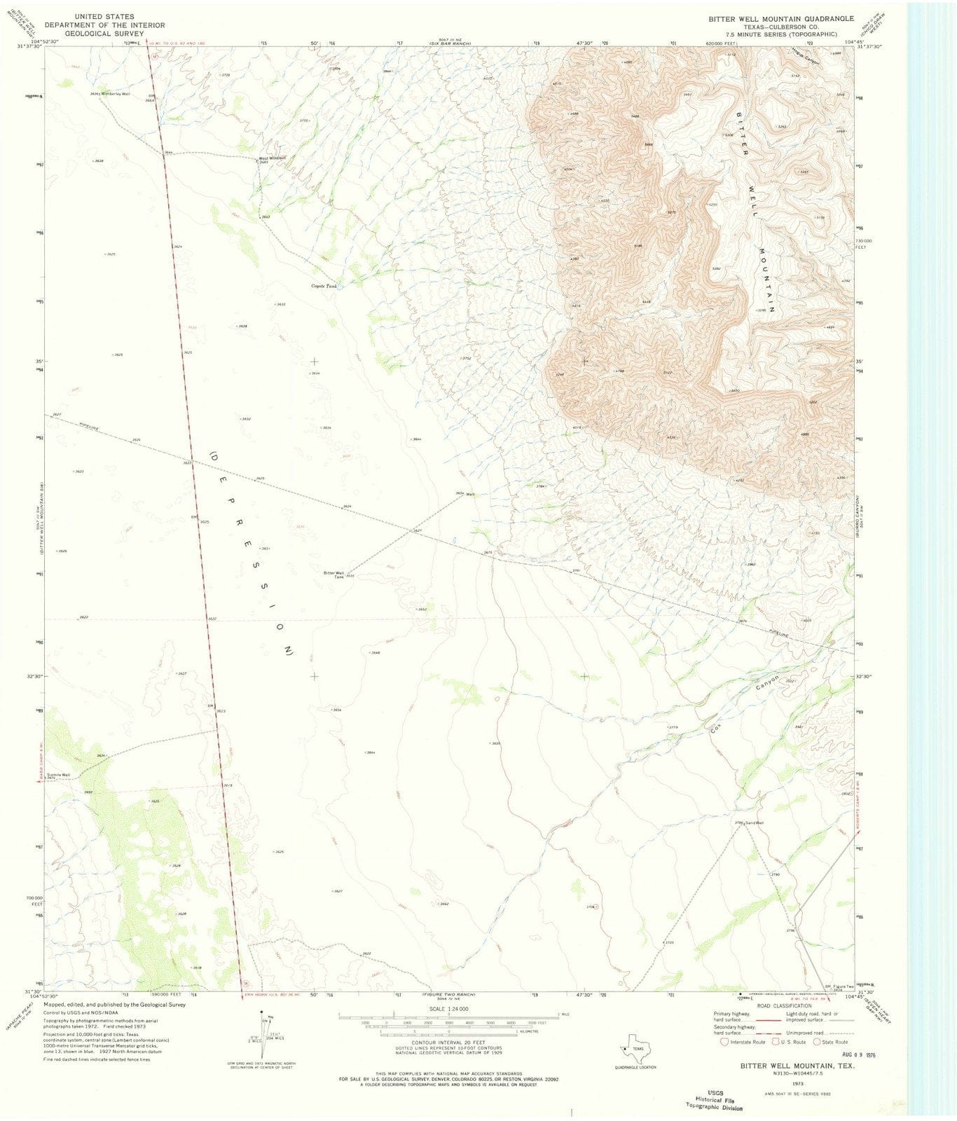 1973 Bitter Well Mountain, TX - Texas - USGS Topographic Map v3
