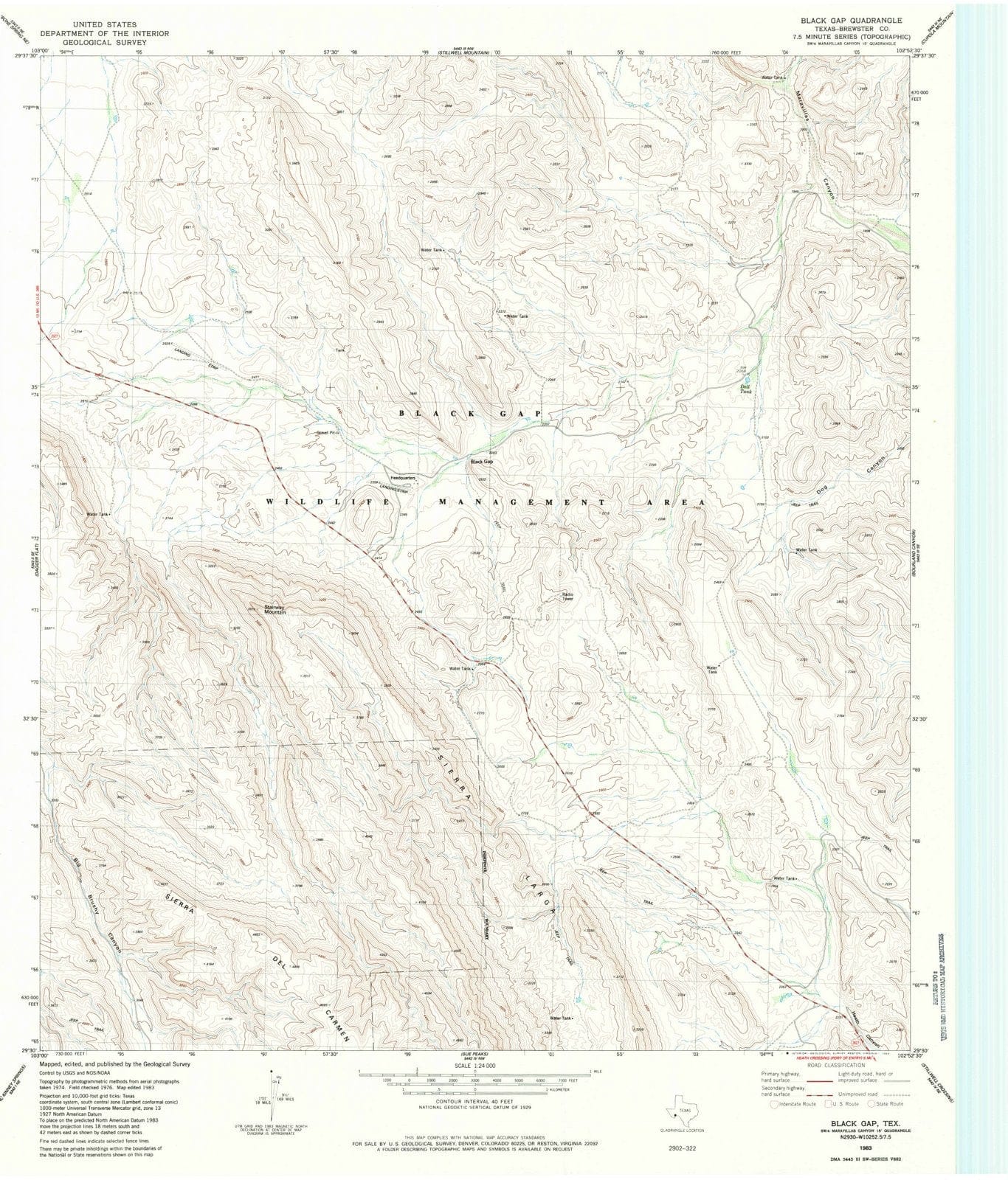 1983 Black Gap, TX - Texas - USGS Topographic Map