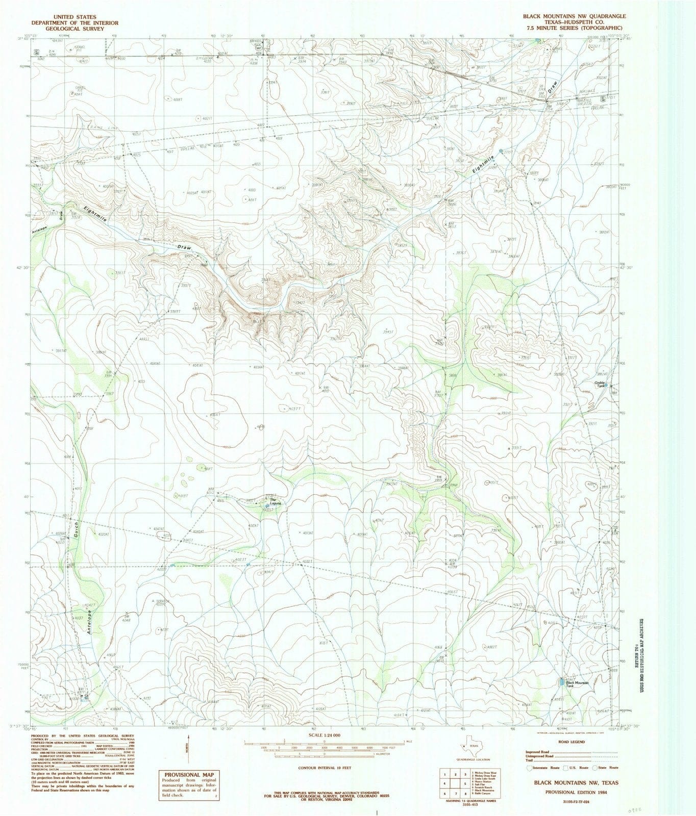 1984 Black Mountains, TX - Texas - USGS Topographic Map