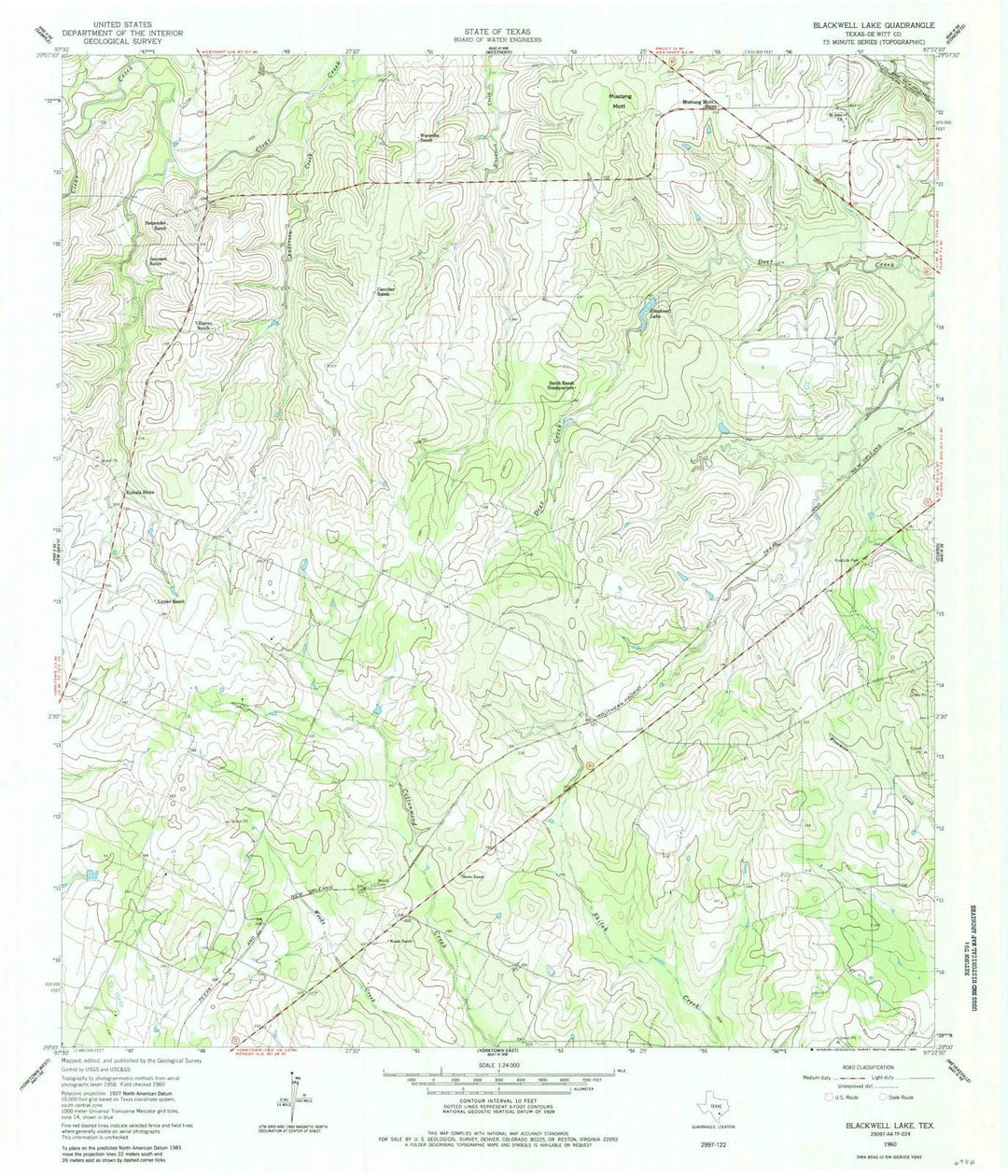 1960 Blackwell Lake, TX - Texas - USGS Topographic Map