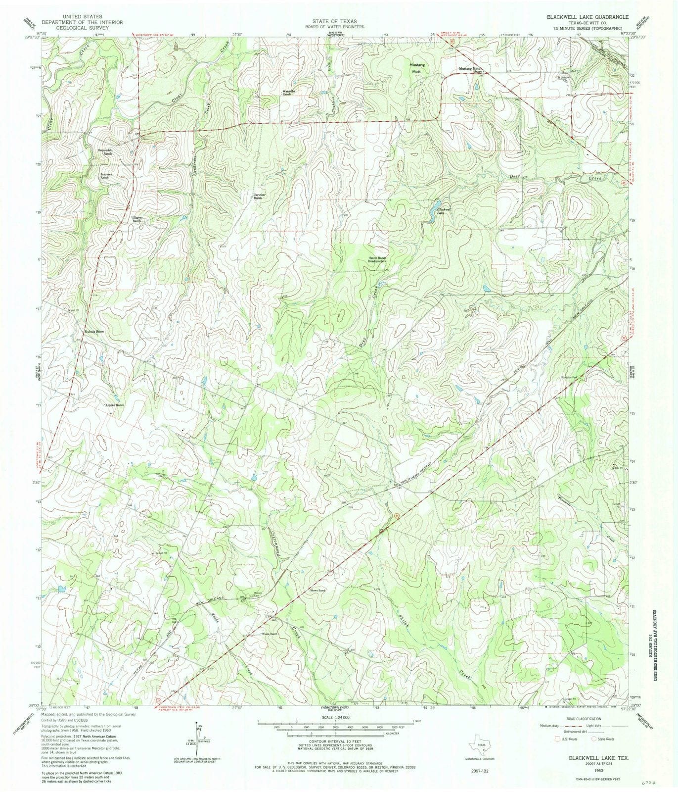 1960 Blackwell Lake, TX - Texas - USGS Topographic Map