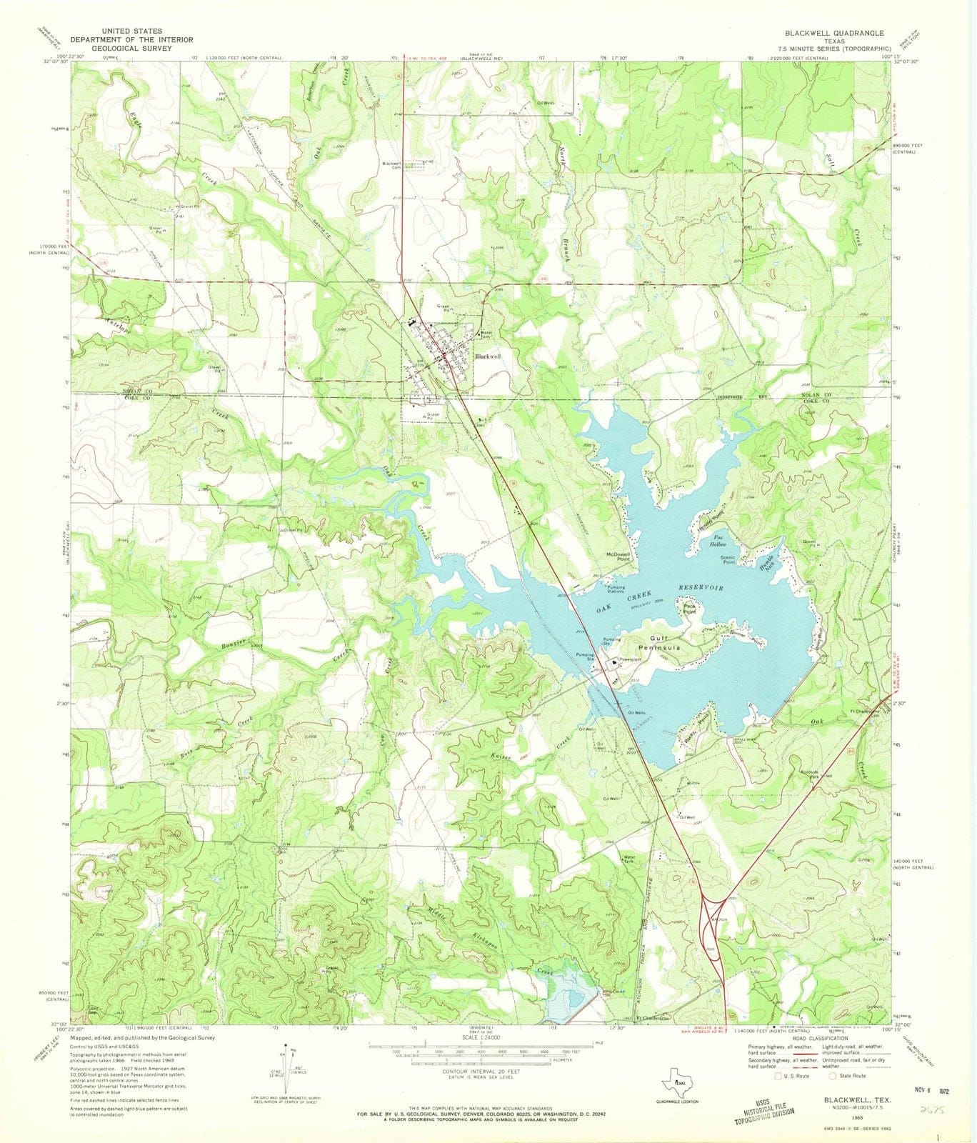 1969 Blackwell, TX - Texas - USGS Topographic Map v3