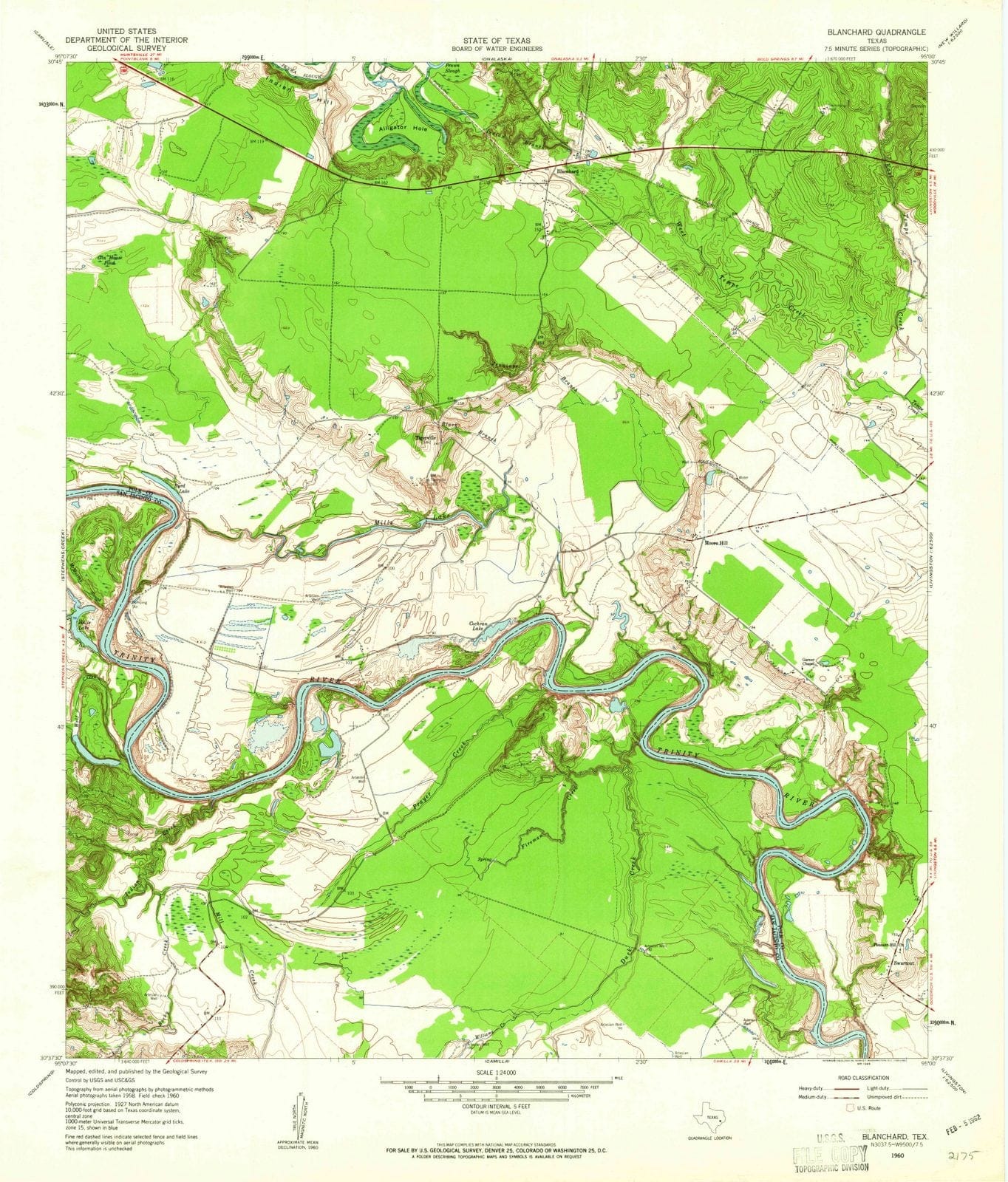 1960 Blanchard, TX - Texas - USGS Topographic Map