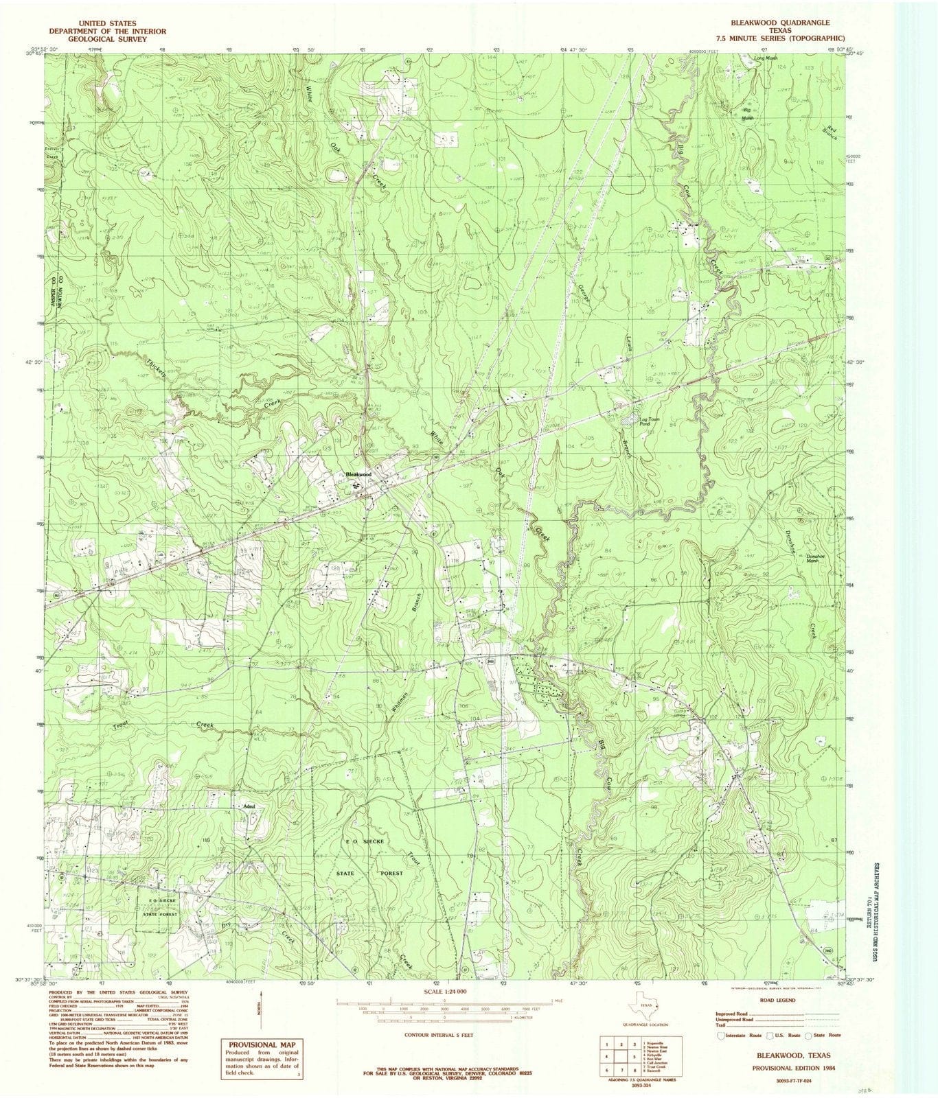 1984 Bleakwood, TX - Texas - USGS Topographic Map