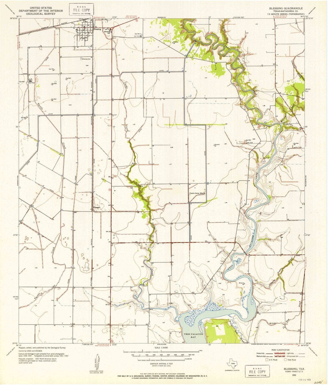 1952 Blessing, TX - Texas - USGS Topographic Map v2